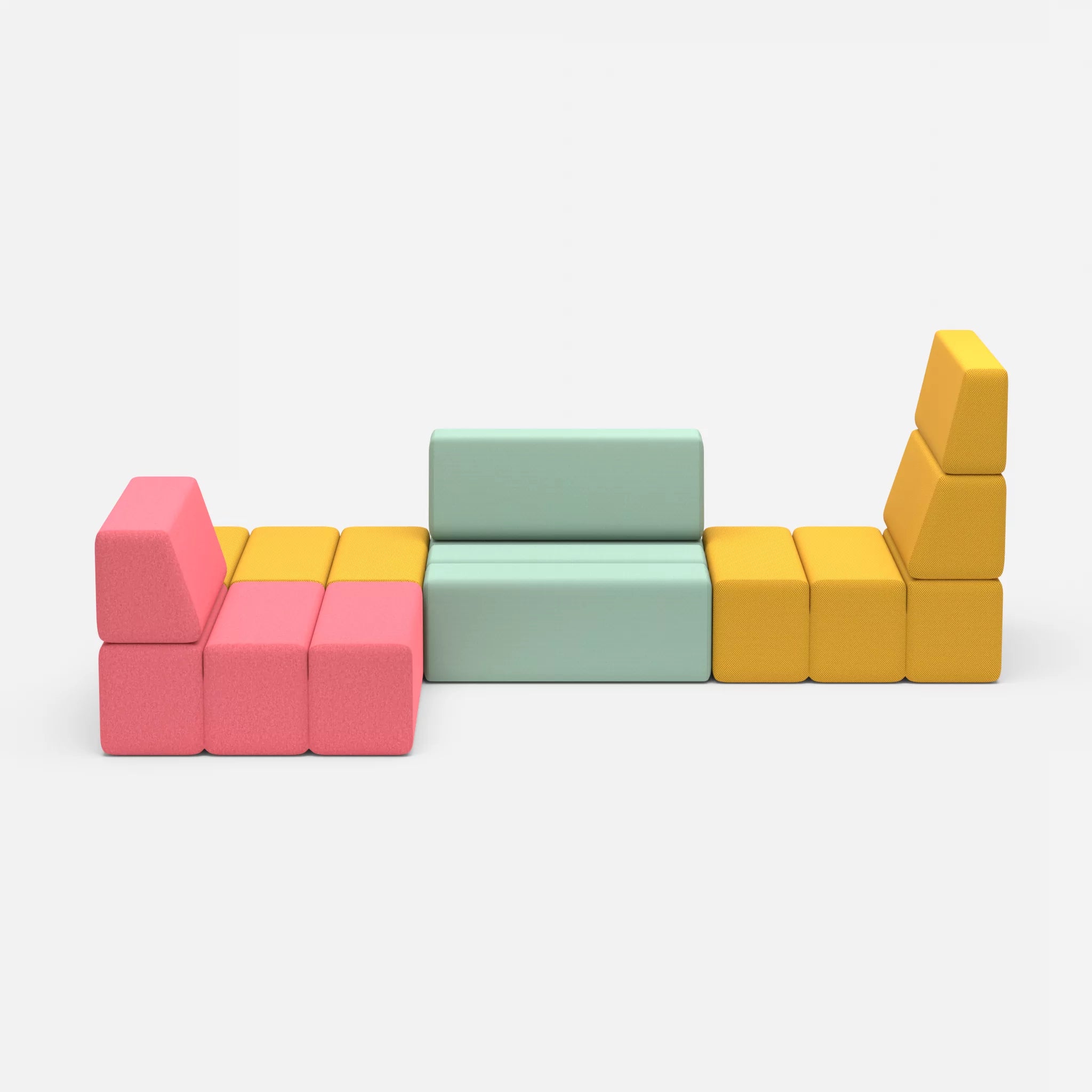 Ecksofa Bricks 1 novumcurry-radio7045 in Curry und Hellblau von vorne
