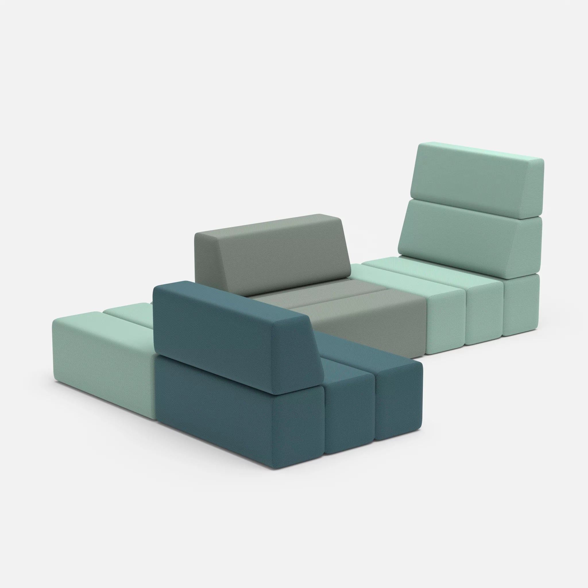 Ecksofa Bricks 1 novumlagoon-novumdelphi in Graublau und Graublau von der Seite