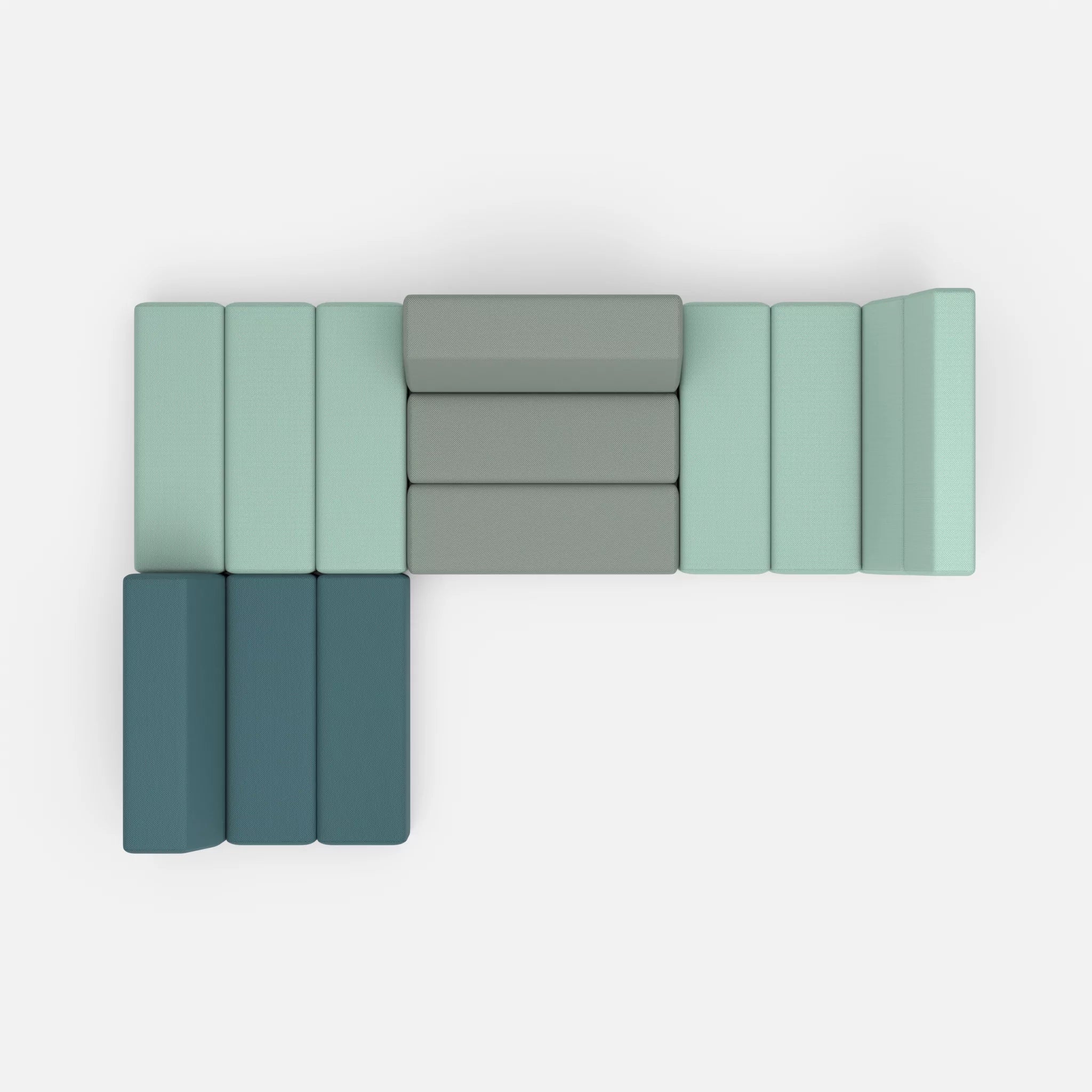Ecksofa Bricks 1 novumlagoon-novumdelphi in Graublau und Graublau von oben