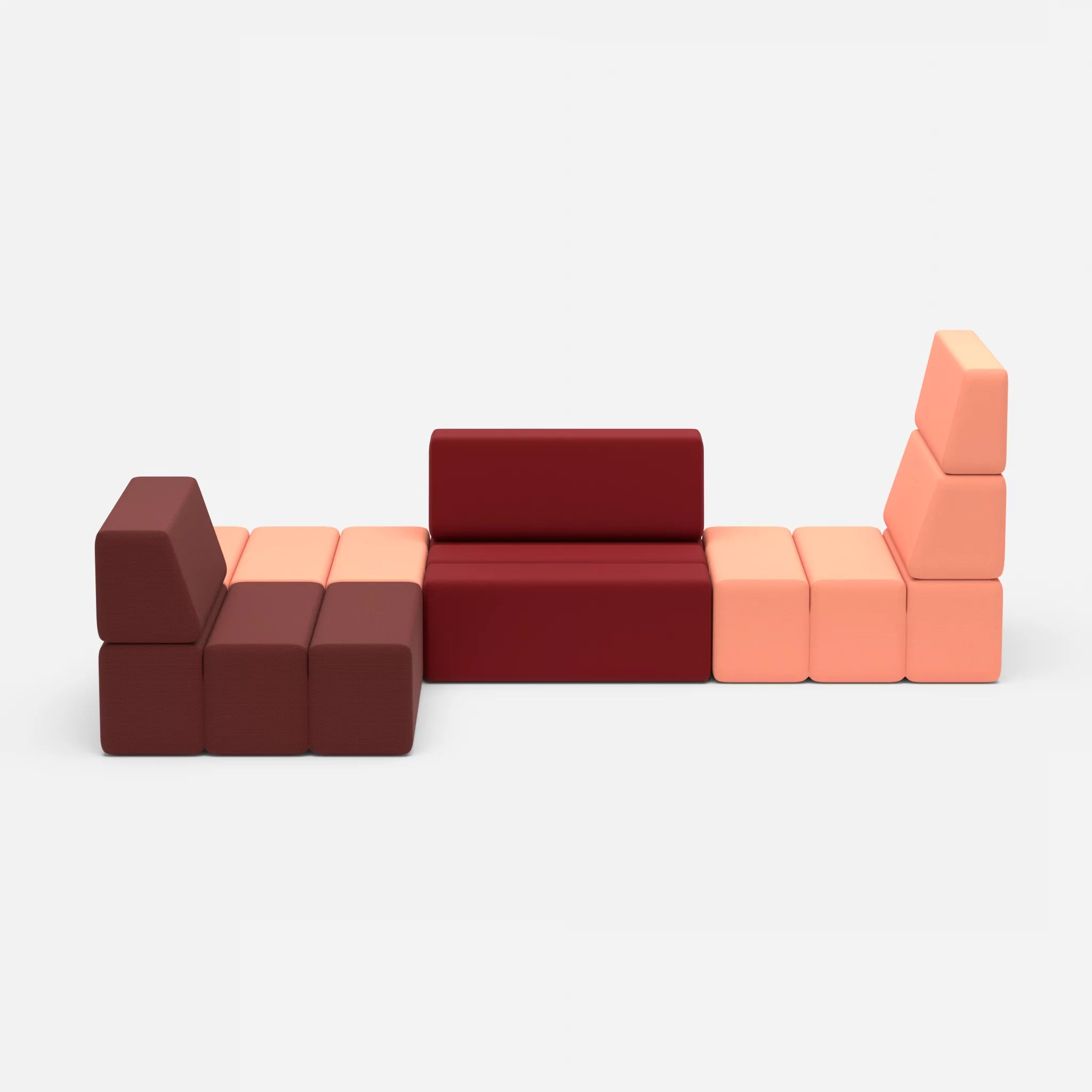 Ecksofa Bricks 1 radio4046-radio4028 in Coral und Rot von vorne