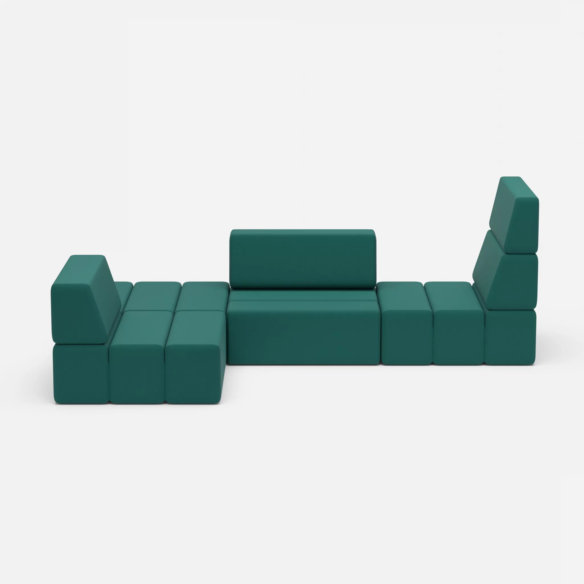 Ecksofa Bricks 1 radio6015 in Türkis von vorne