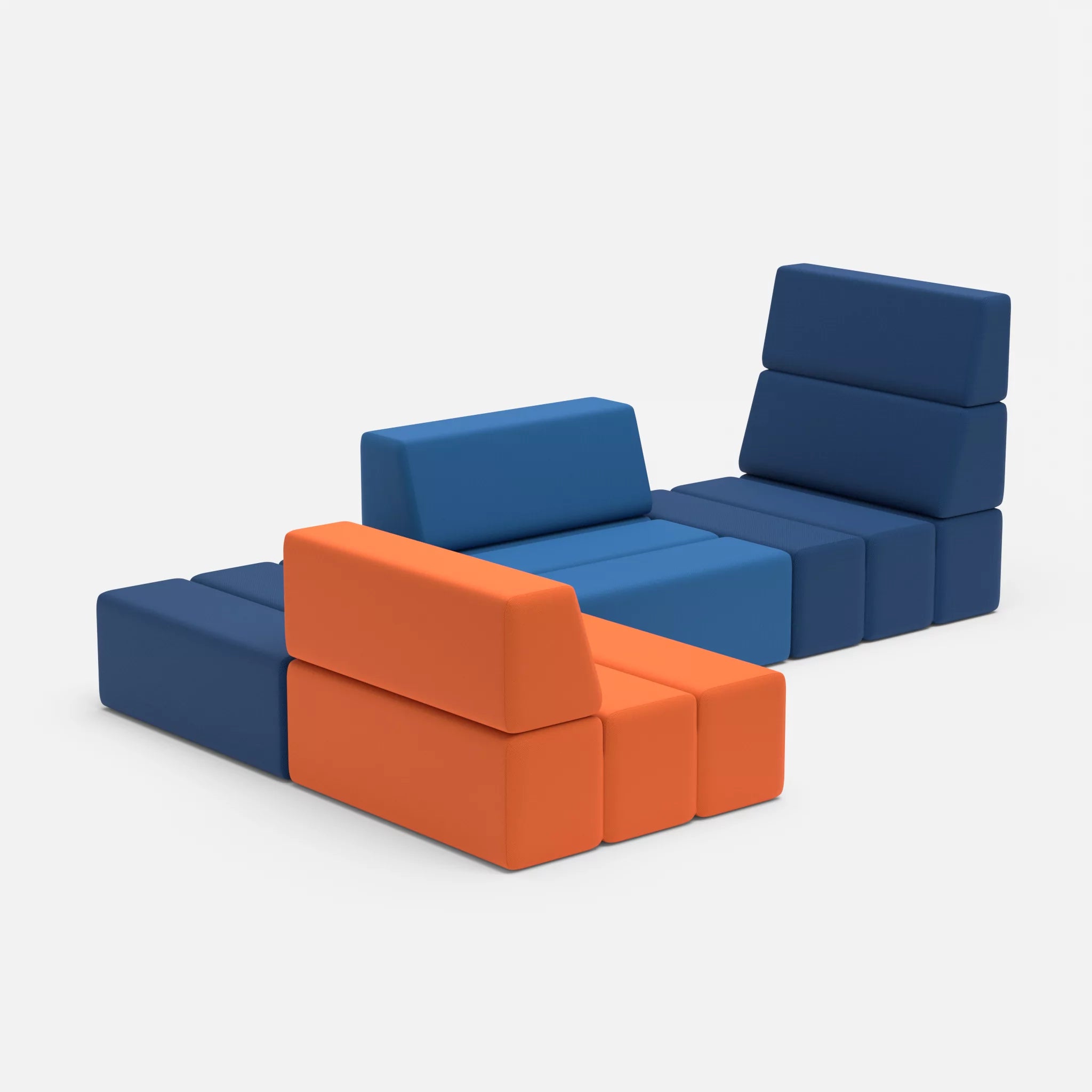 Ecksofa Bricks 1 radio6512-radio6075 in Dunkelblau und Blau von der Seite