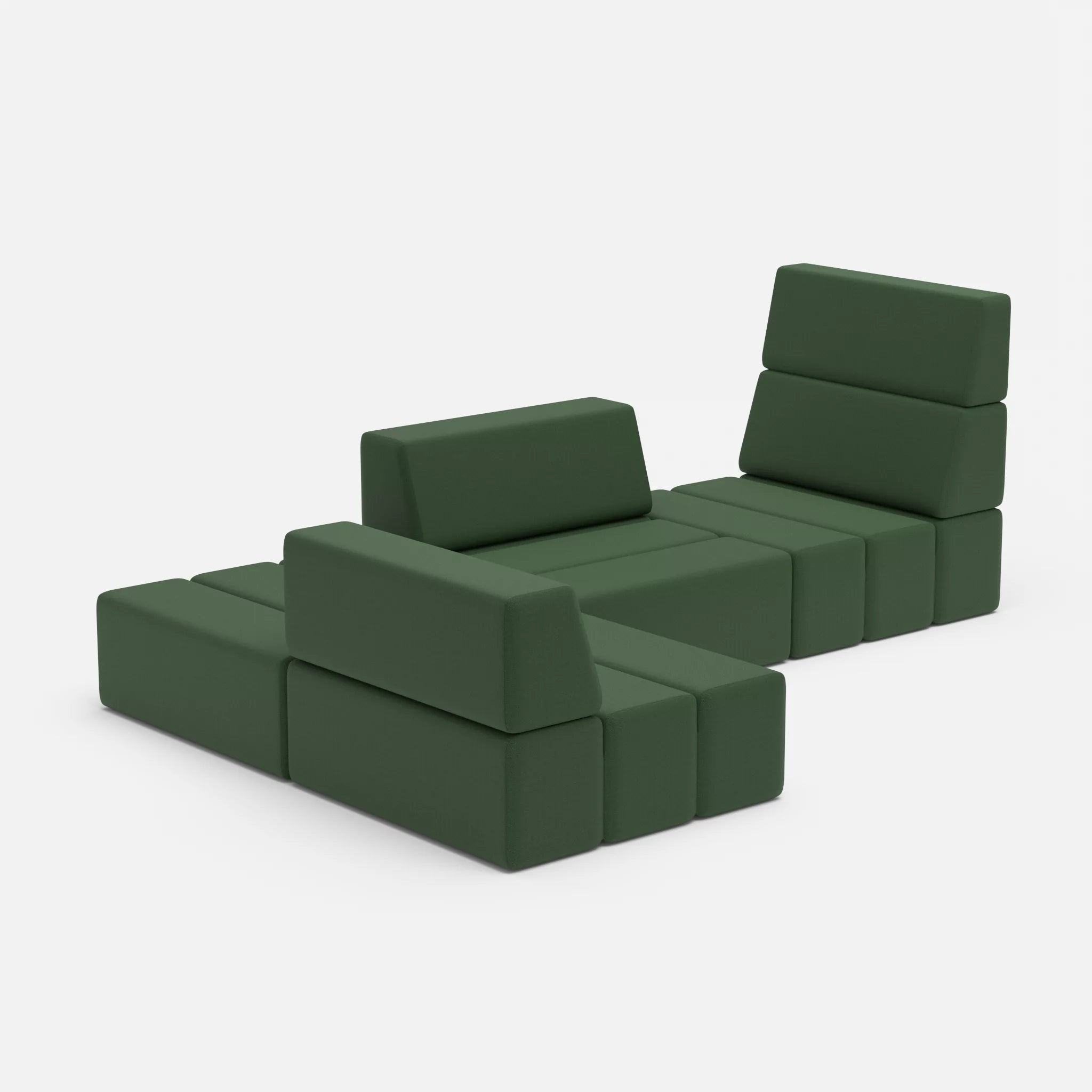 Ecksofa Bricks 1 radio7036 in Olive von der Seite