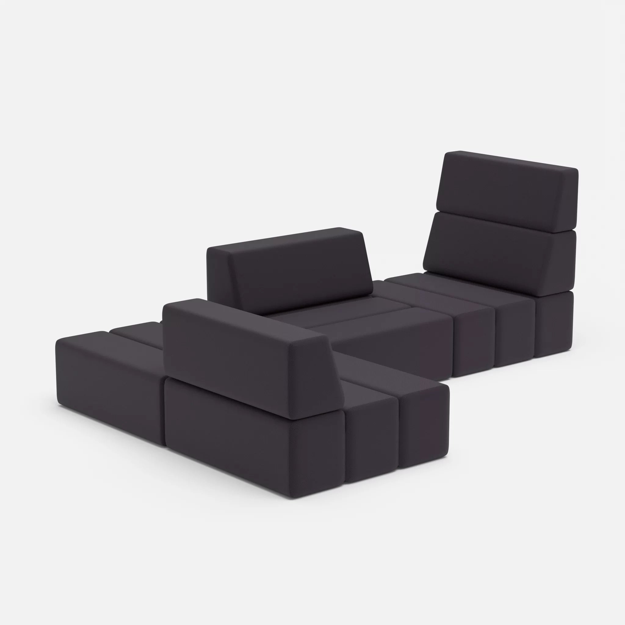Ecksofa Bricks 1 radio8517 in Anthrazit von der Seite