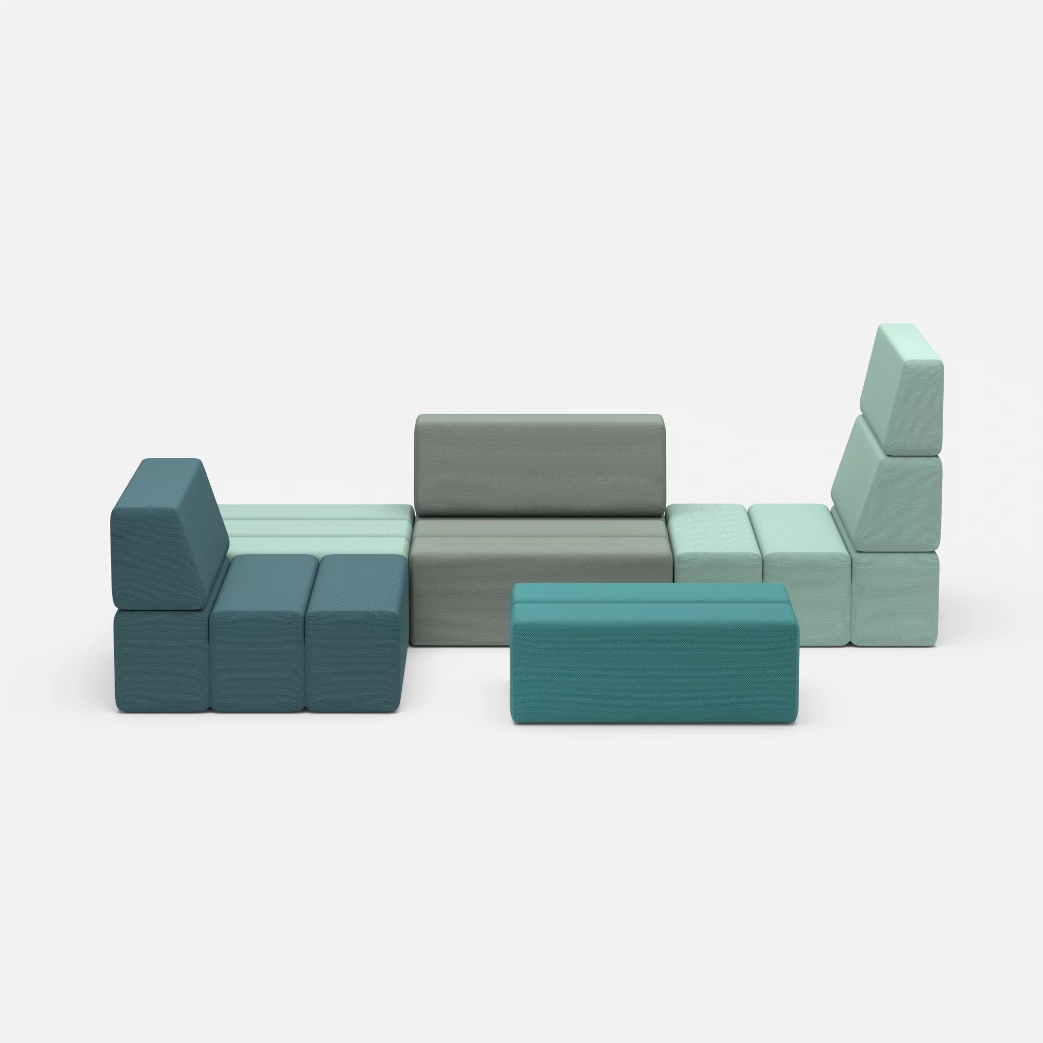 Ecksofa Bricks 2 novumlagoon-novumdelphi in Graublau und Graublau von vorne