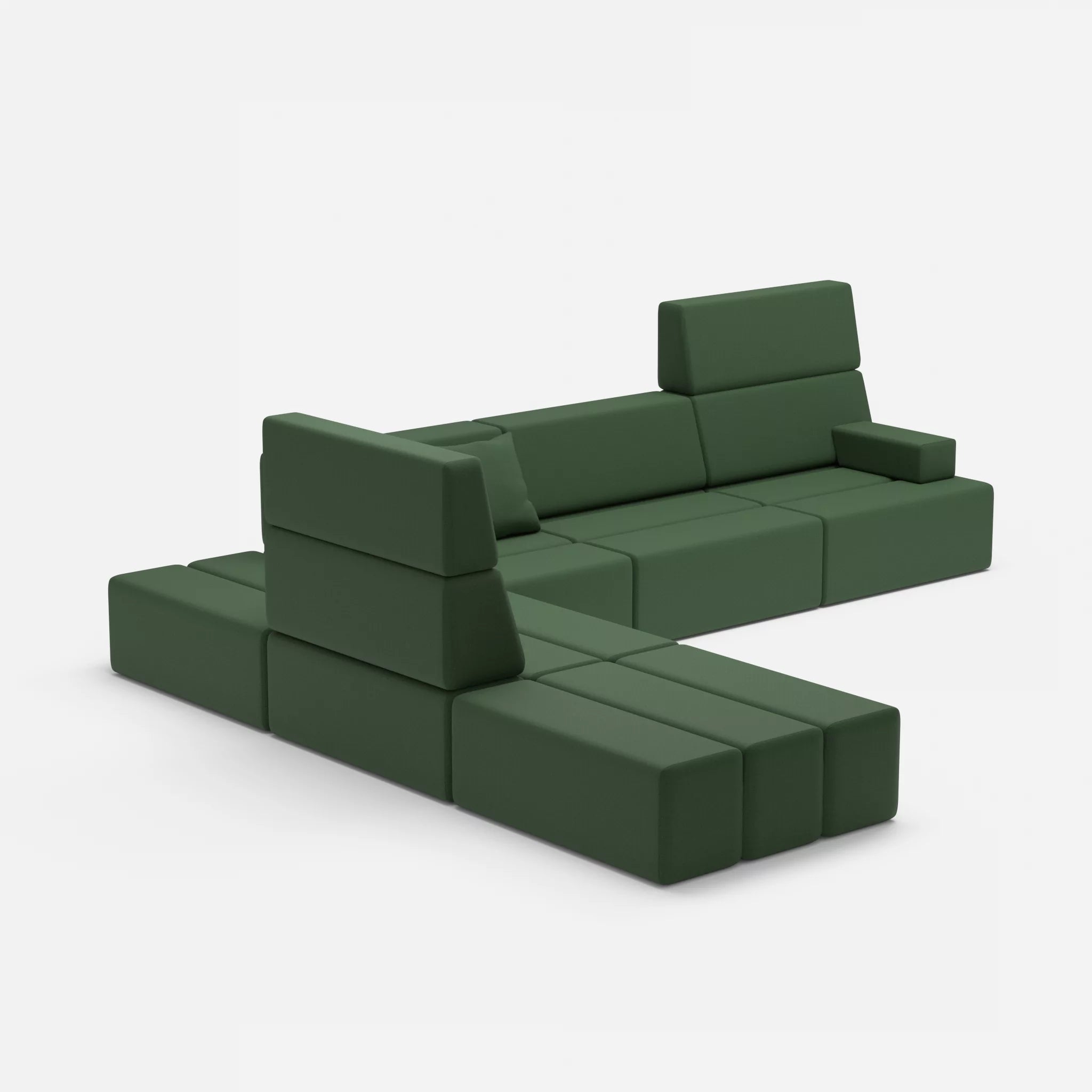 Ecksofa Bricks 4 radio7036 in Olive von der Seite