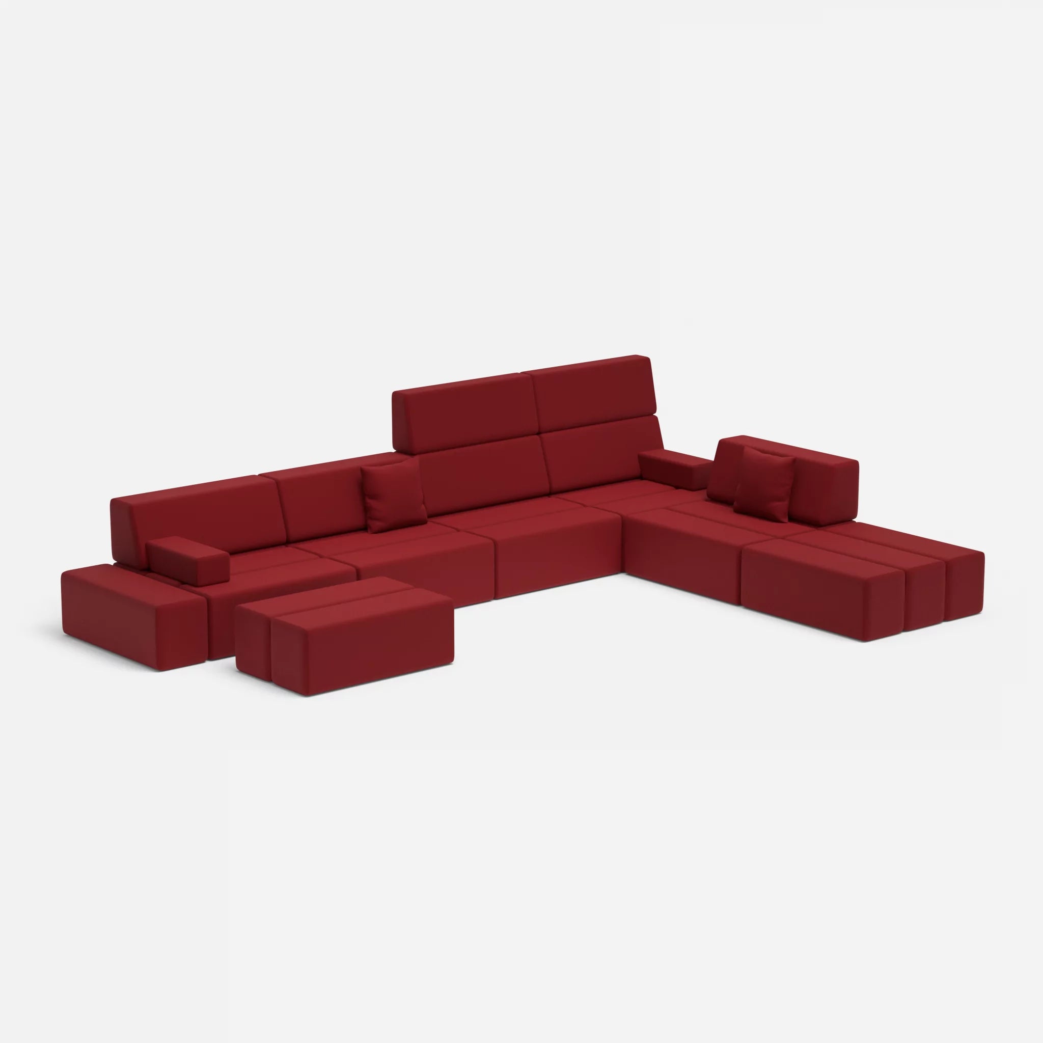L Sofa Bricks 2 radio4028 in Rot von der Seite