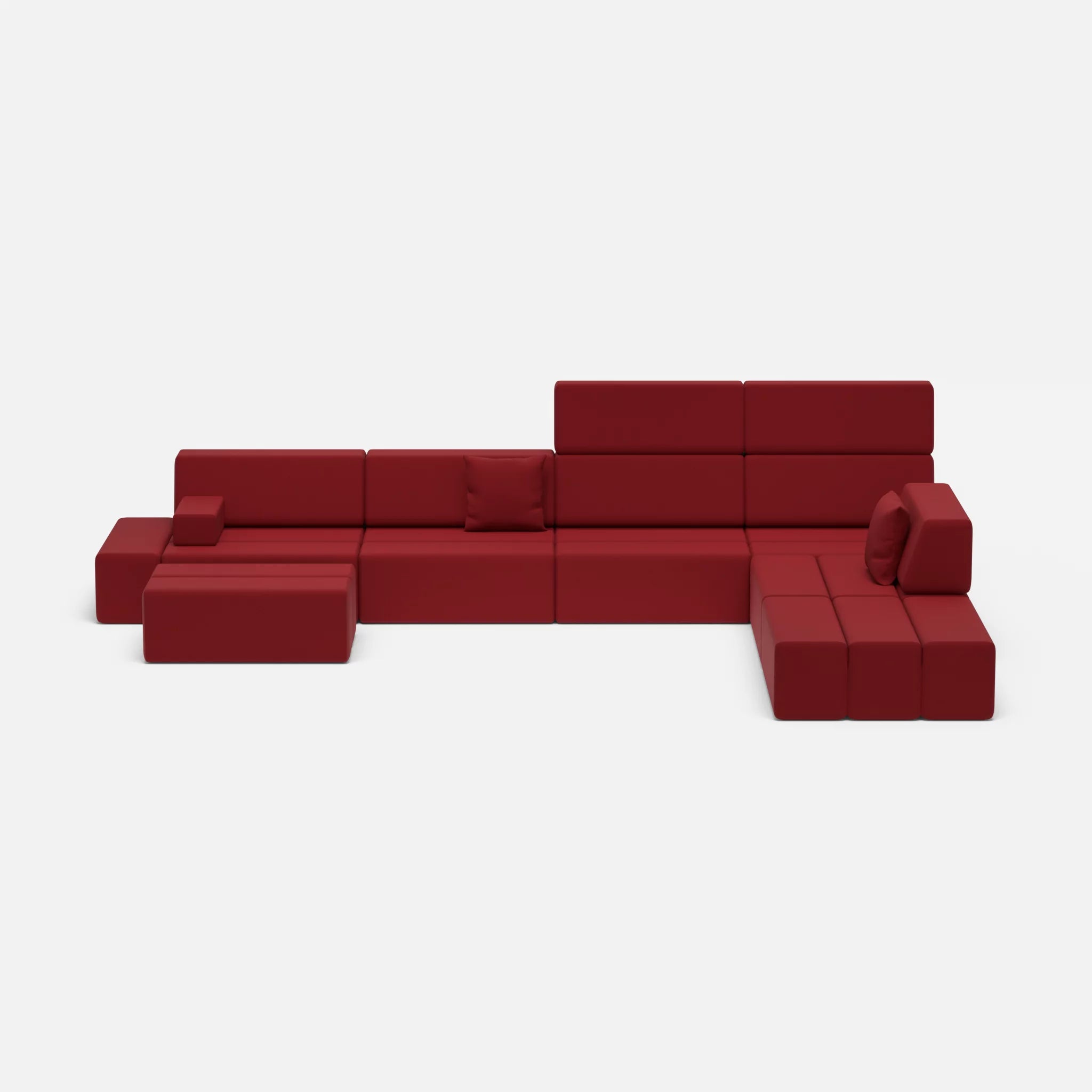 L Sofa Bricks 2 radio4028 in Rot von vorne