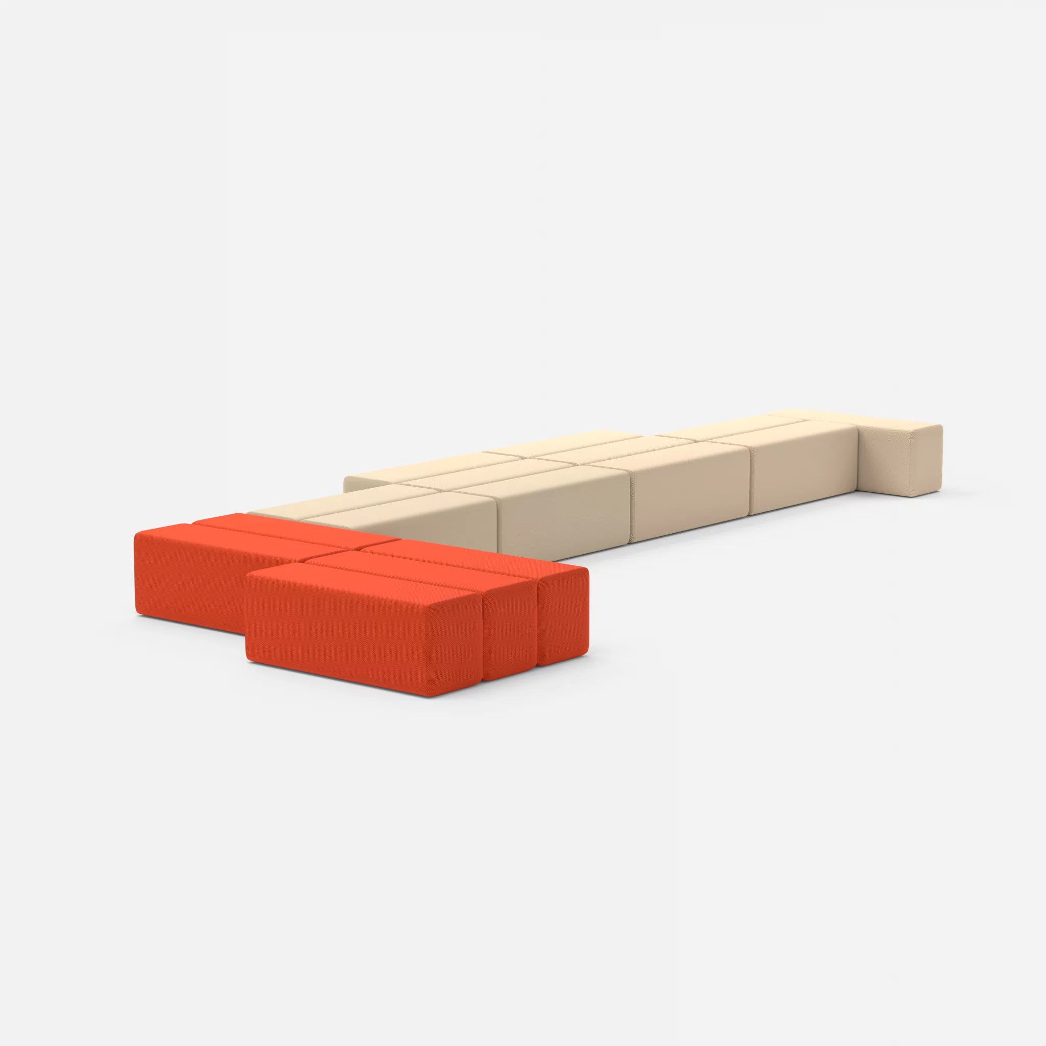 L Sofa Bricks 3 novumcocos-novumangora in Hellbraun und Sand von hinten