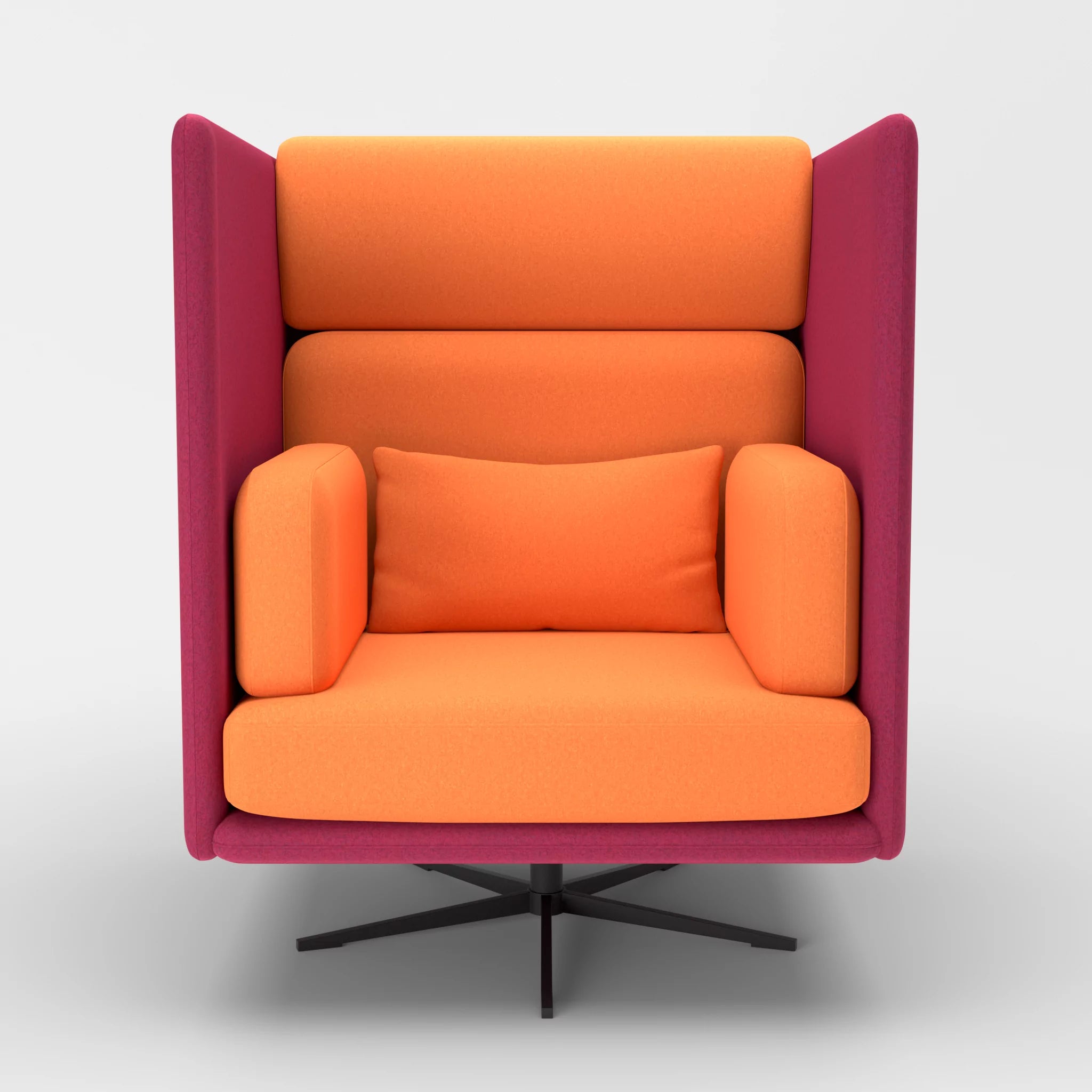 Loungesessel Egon Hohe Version dama0050-dama0070 in Fuchsia und Orange von vorne