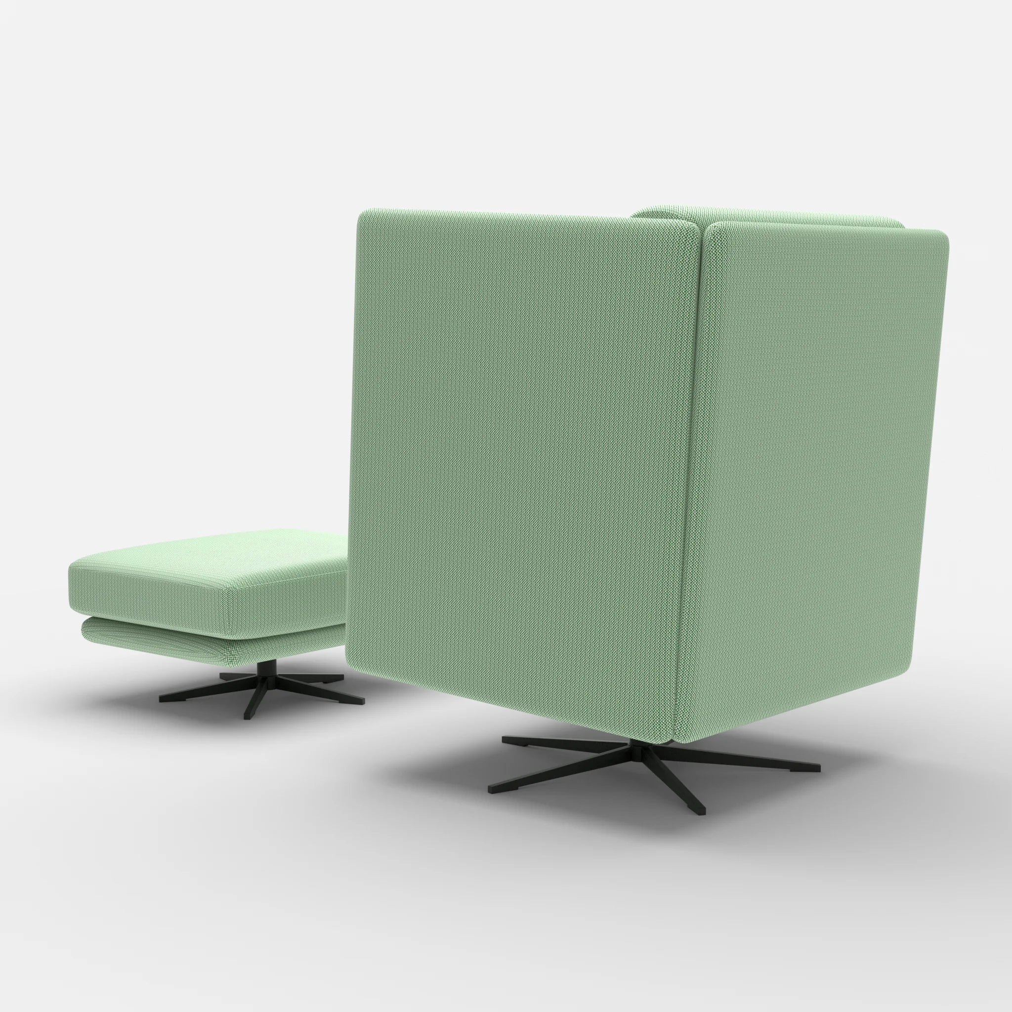 Loungesessel Egon Hohe Version mit Pouf credoaloe-credoaloe in Hellgrün und Hellgrün von hinten