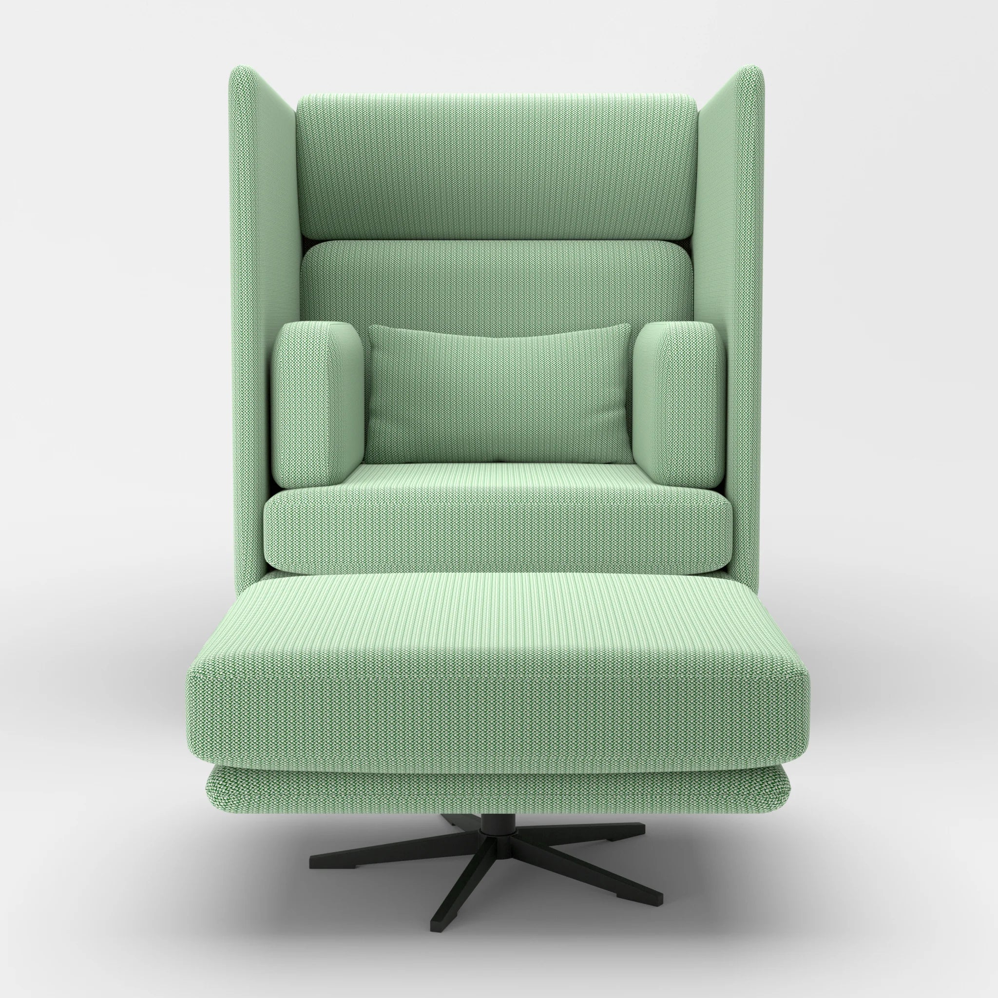 Loungesessel Egon Hohe Version mit Pouf credoaloe-credoaloe in Hellgrün und Hellgrün von vorne