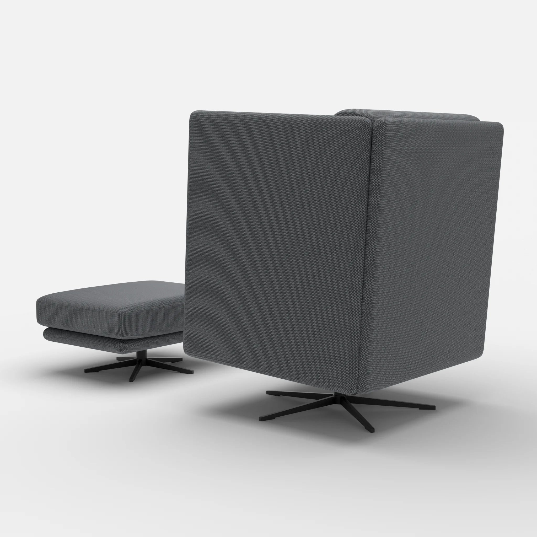 Loungesessel Egon Hohe Version mit Pouf credoasphalt-credoasphalt in Anthrazit und Anthrazit von hinten