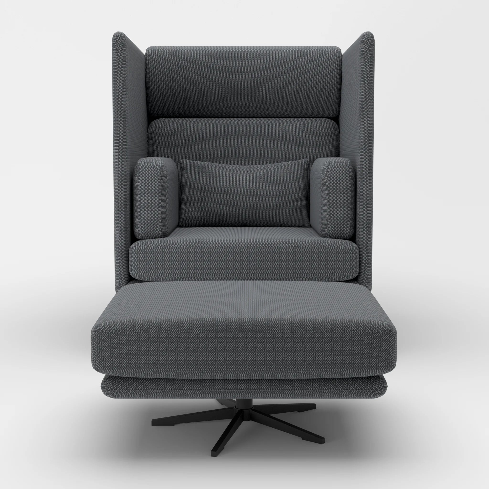 Loungesessel Egon Hohe Version mit Pouf credoasphalt-credoasphalt in Anthrazit und Anthrazit von vorne