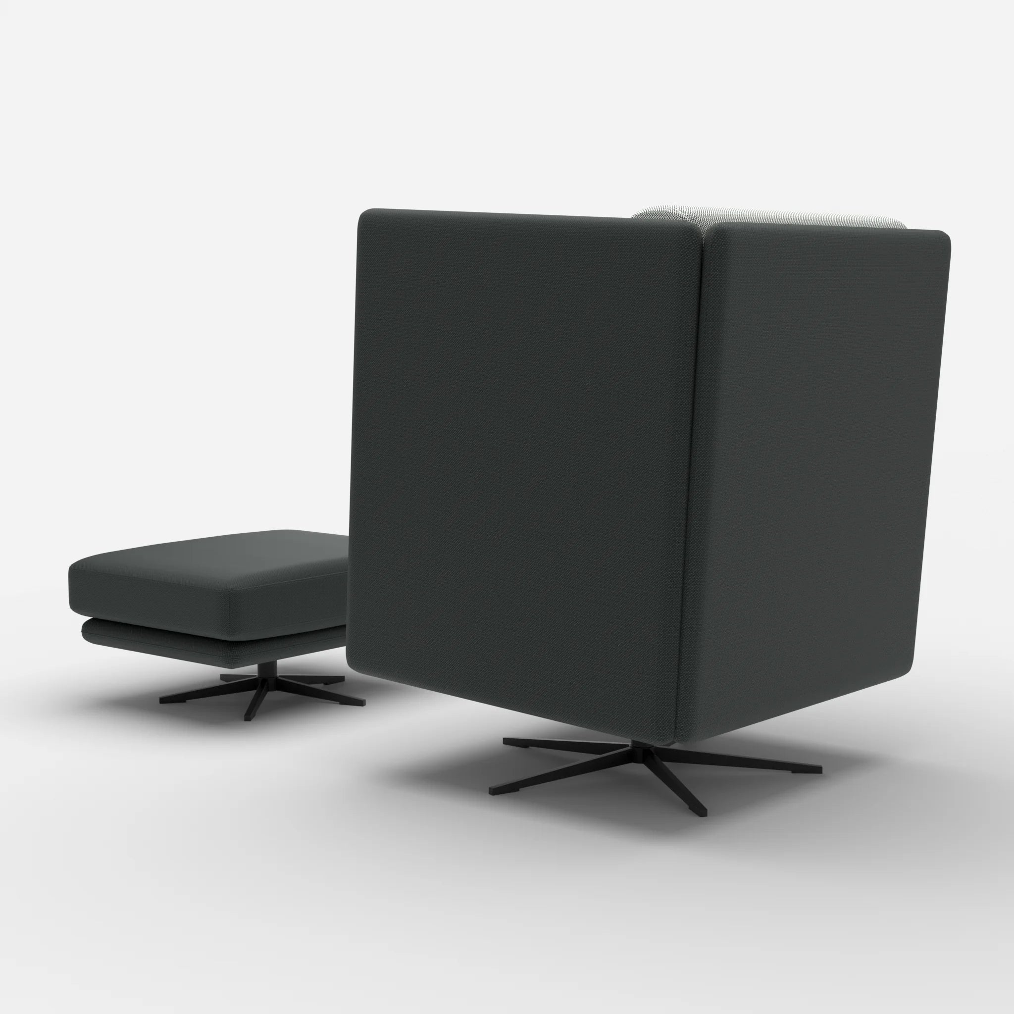 Loungesessel Egon Hohe Version mit Pouf credoblack-credopepper in Schwarz und Dunkelgrau von hinten