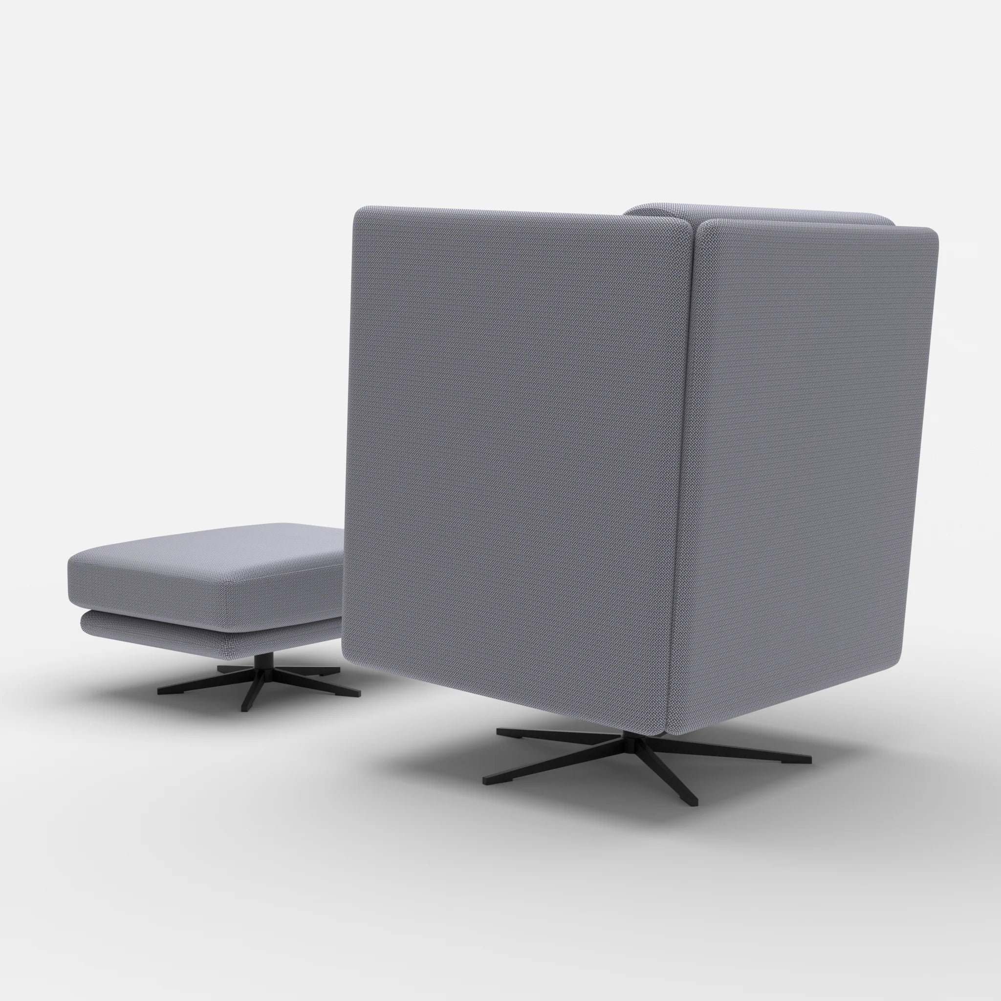 Loungesessel Egon Hohe Version mit Pouf credocarbon-credocarbon in Dunkelgrau und Dunkelgrau von hinten