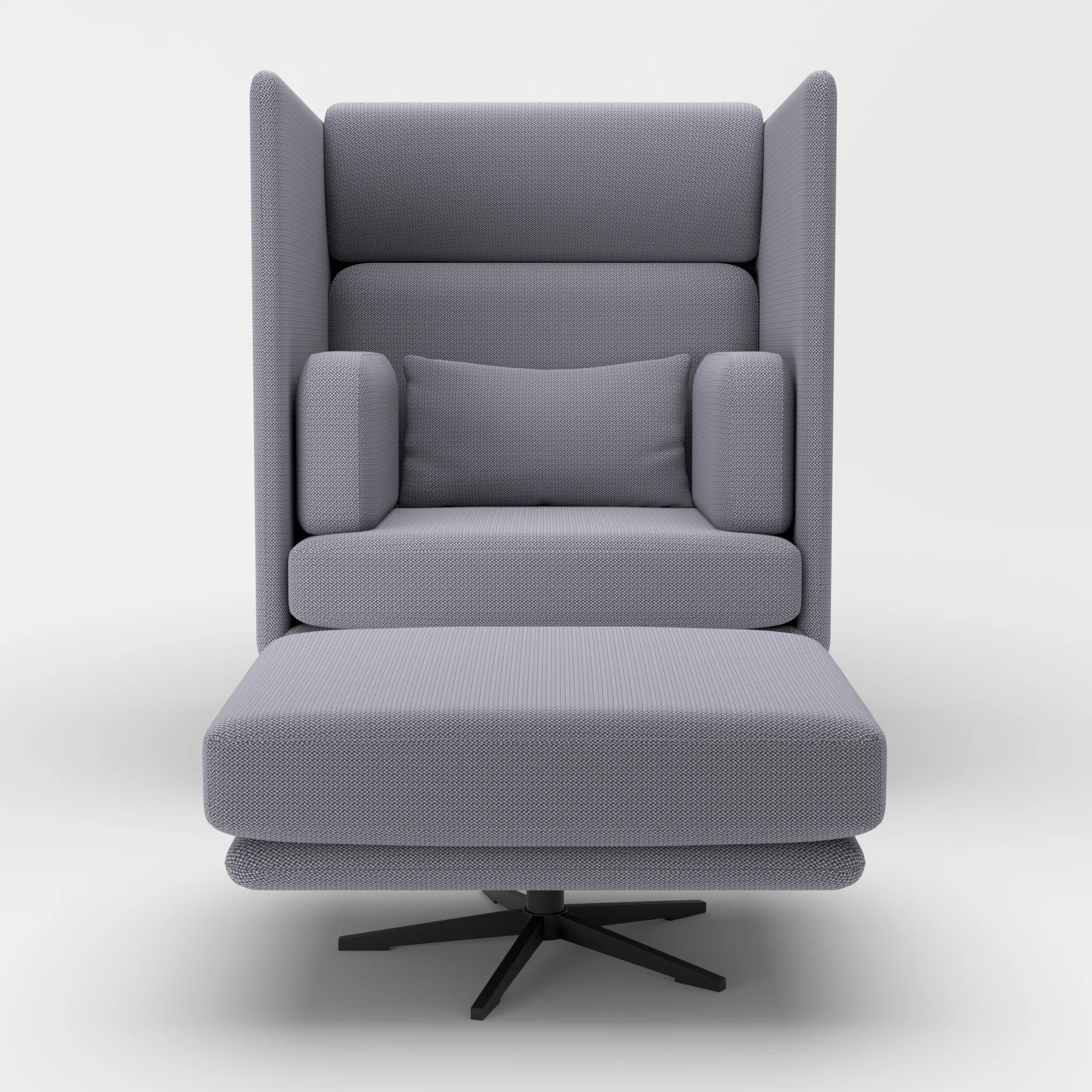 Loungesessel Egon Hohe Version mit Pouf credocarbon-credocarbon in Dunkelgrau und Dunkelgrau von vorne