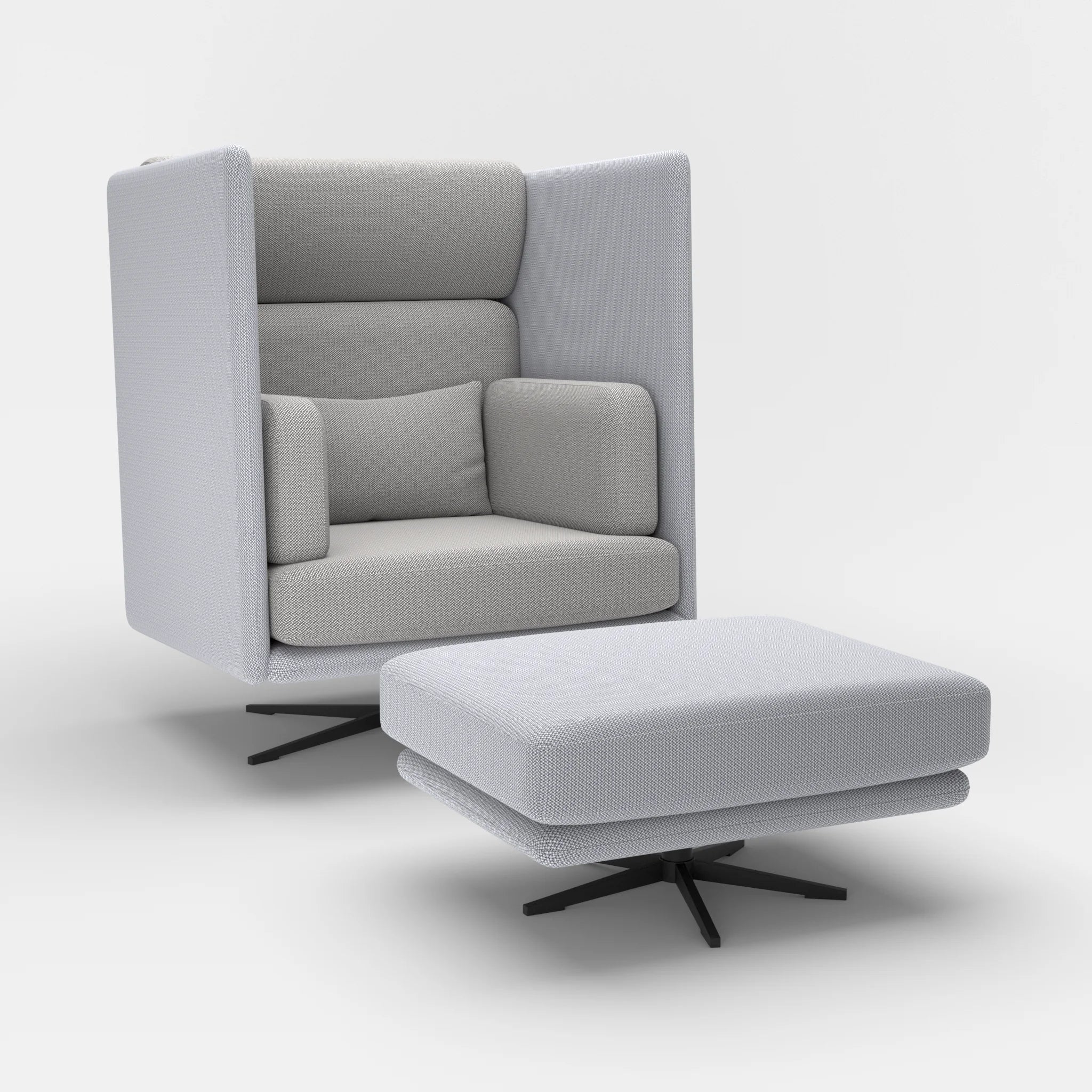 Loungesessel Egon Hohe Version mit Pouf credochalk-credozinn in Hellgrau und Mittelgrau von der Seite