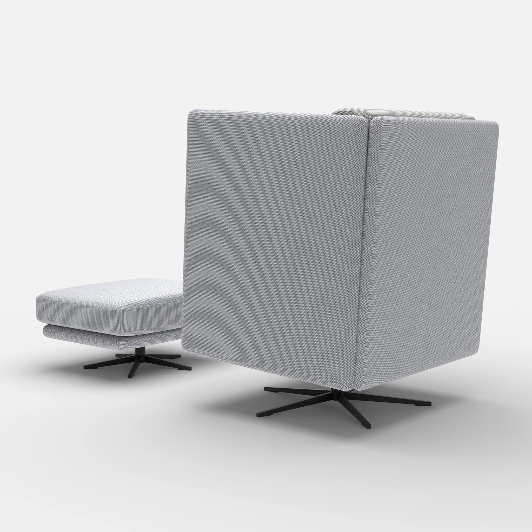 Loungesessel Egon Hohe Version mit Pouf credochalk-credozinn in Hellgrau und Mittelgrau von hinten