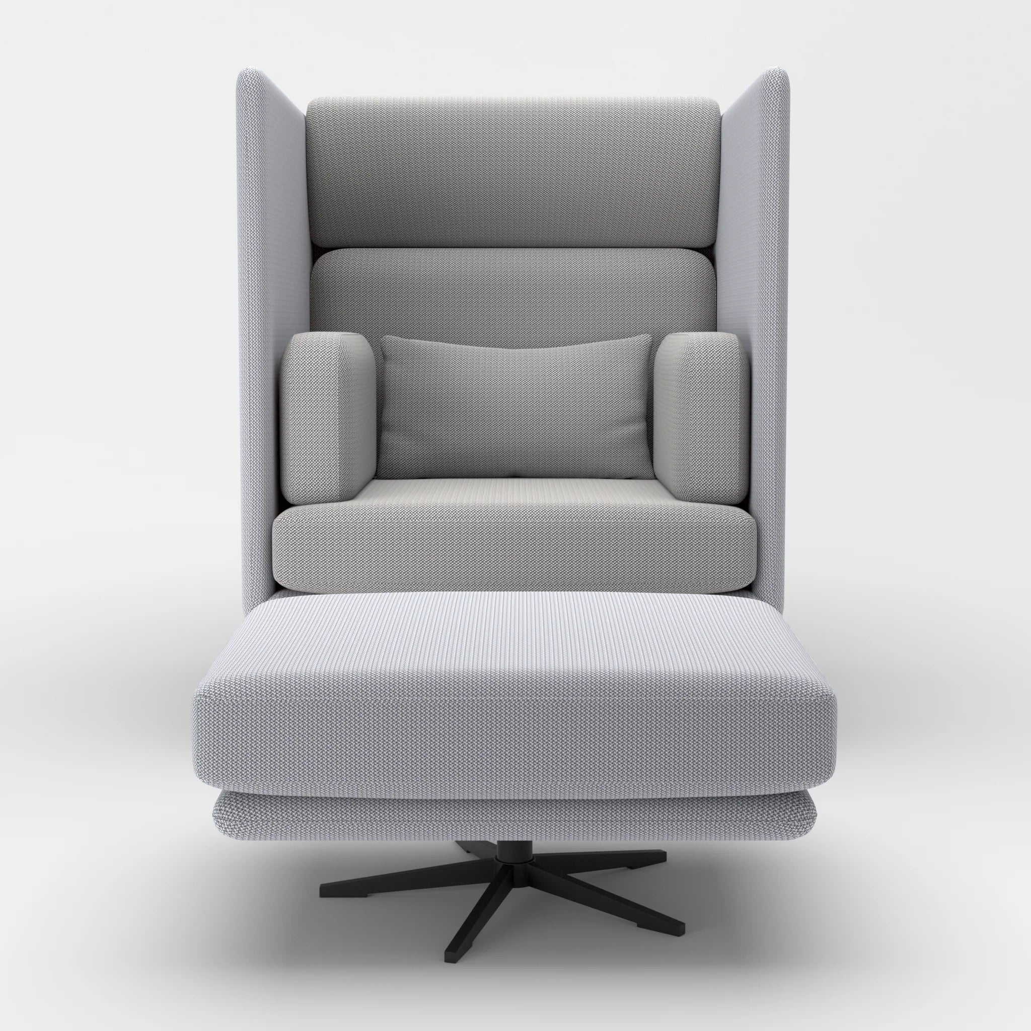 Loungesessel Egon Hohe Version mit Pouf credochalk-credozinn in Hellgrau und Mittelgrau von vorne