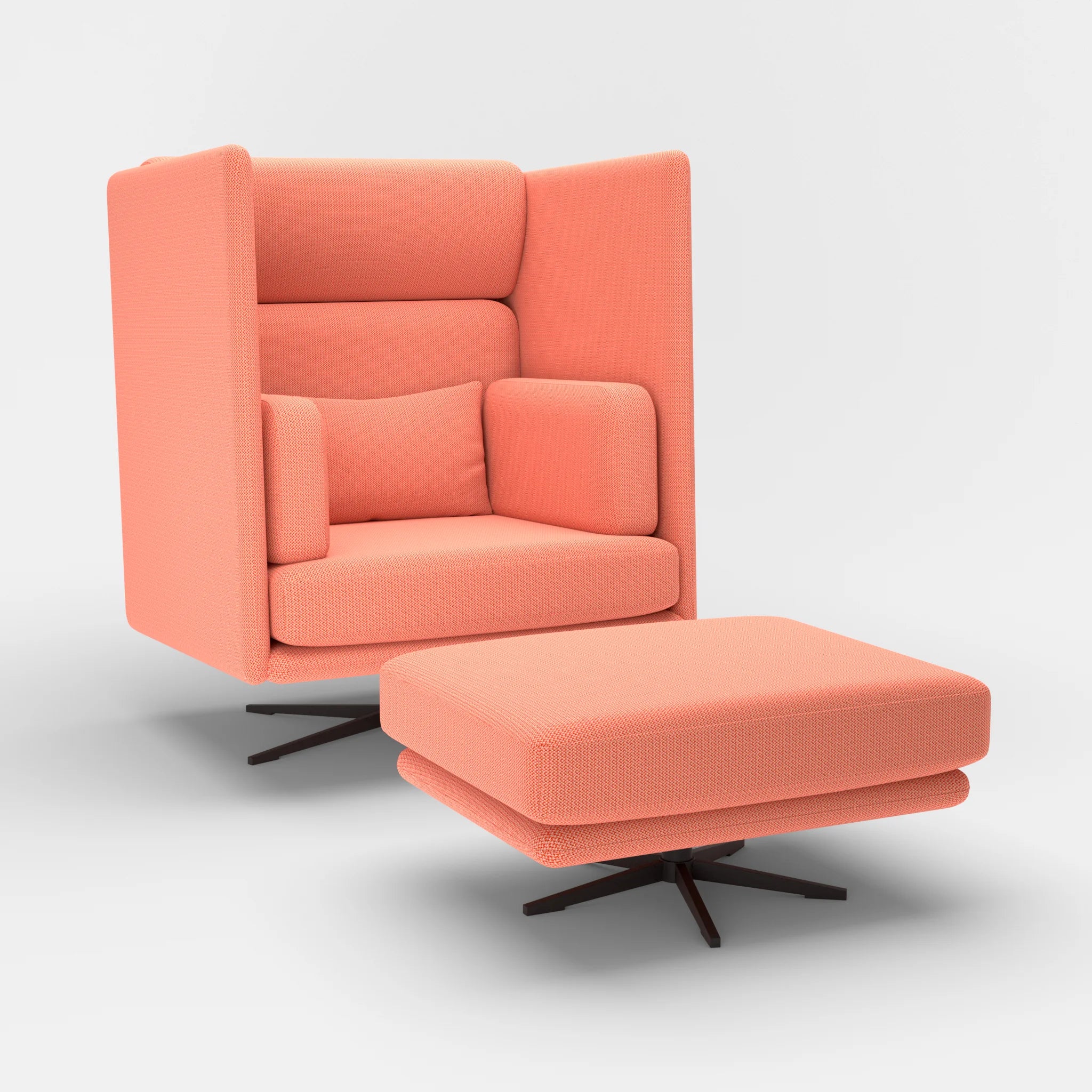Loungesessel Egon Hohe Version mit Pouf credograpefruit-credograpefruit in Coral und Coral von der Seite