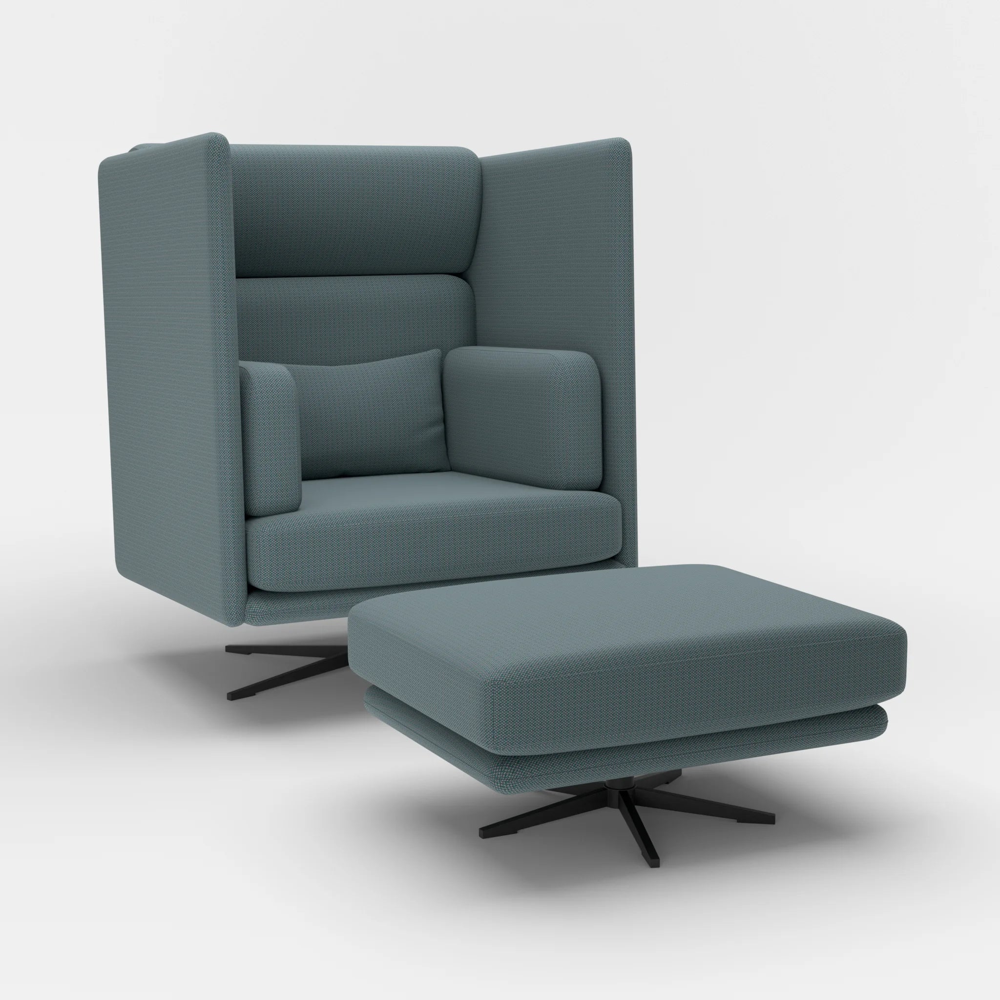 Loungesessel Egon Hohe Version mit Pouf credojaspis-credojaspis in Türkis und Türkis von der Seite