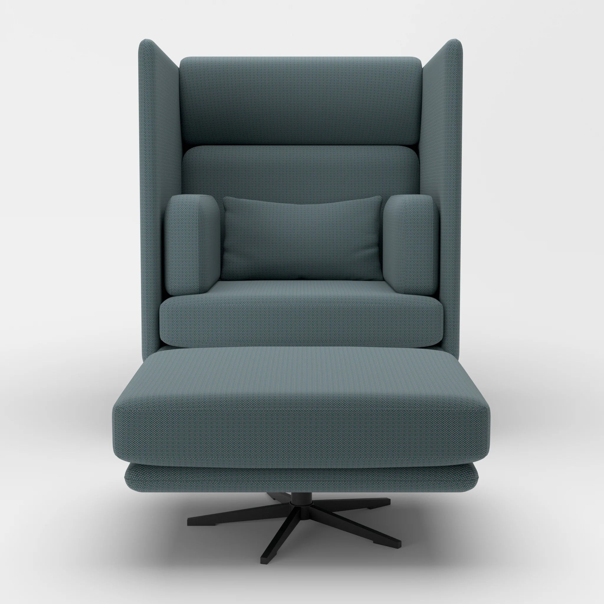 Loungesessel Egon Hohe Version mit Pouf credojaspis-credojaspis in Türkis und Türkis von vorne