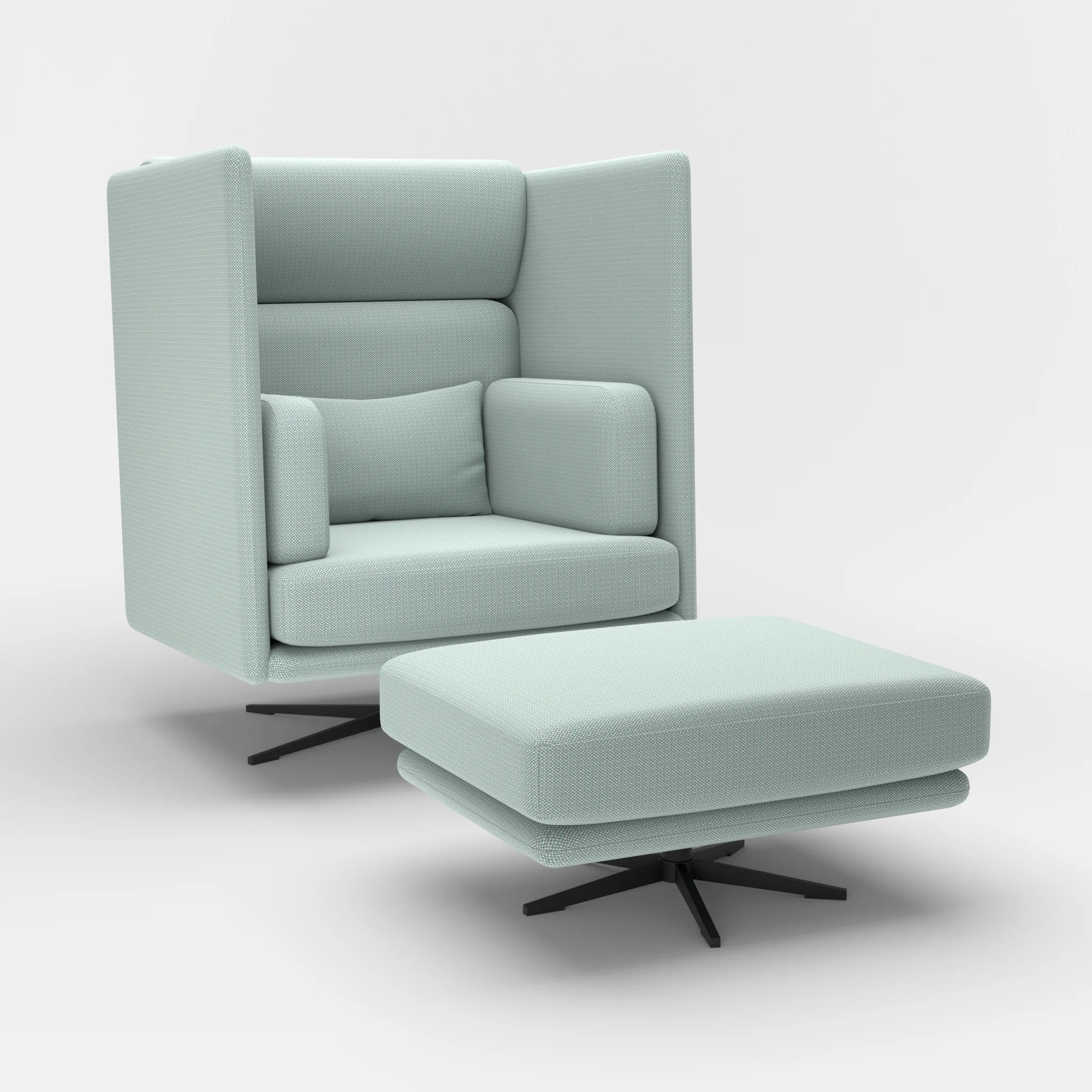 Loungesessel Egon Hohe Version mit Pouf credolake-credolake in Graublau und Graublau von der Seite