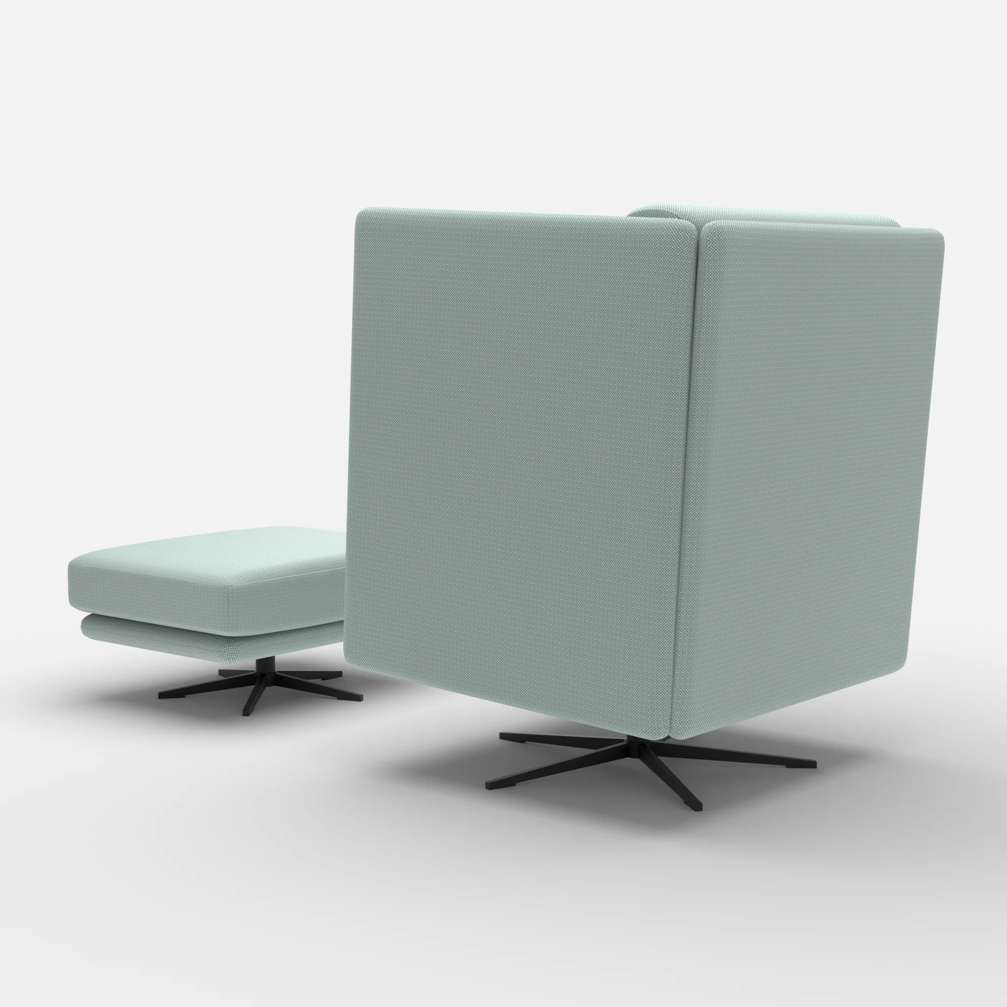 Loungesessel Egon Hohe Version mit Pouf credolake-credolake in Graublau und Graublau von hinten