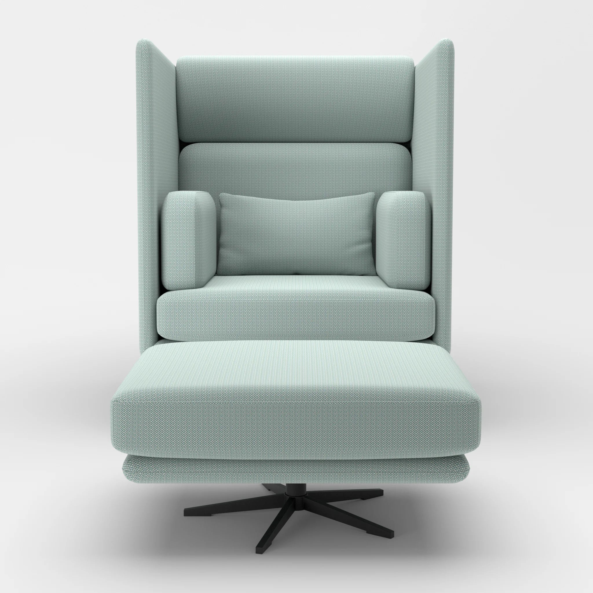 Loungesessel Egon Hohe Version mit Pouf credolake-credolake in Graublau und Graublau von vorne