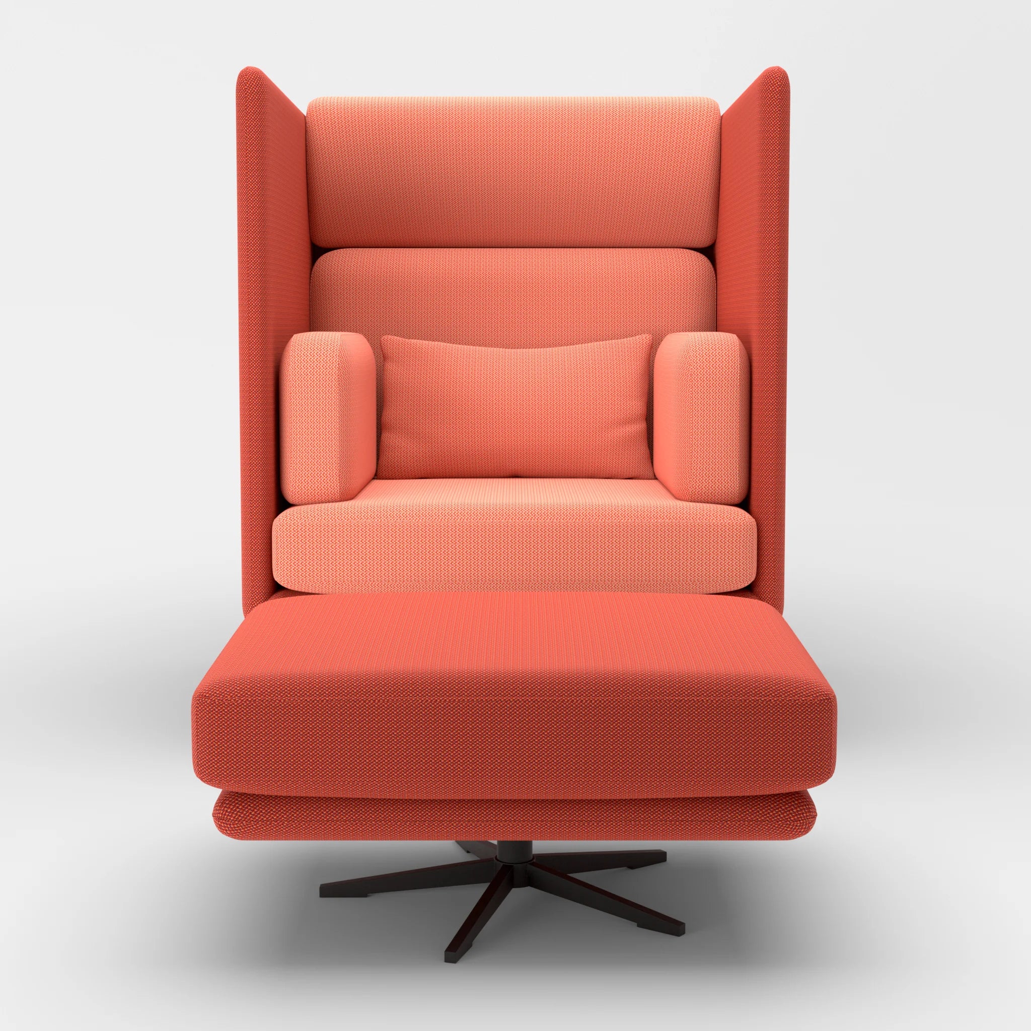 Loungesessel Egon Hohe Version mit Pouf credolampion-credograpefruit in Rot und Coral von vorne