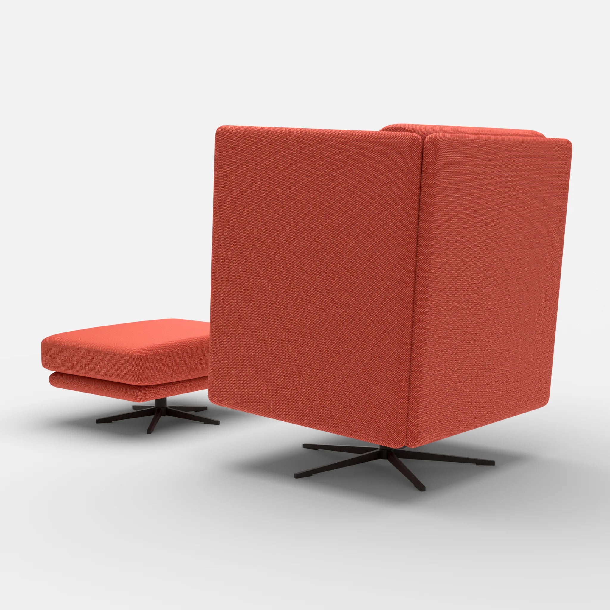 Loungesessel Egon Hohe Version mit Pouf credolampion-credolampion in Rot und Rot von hinten