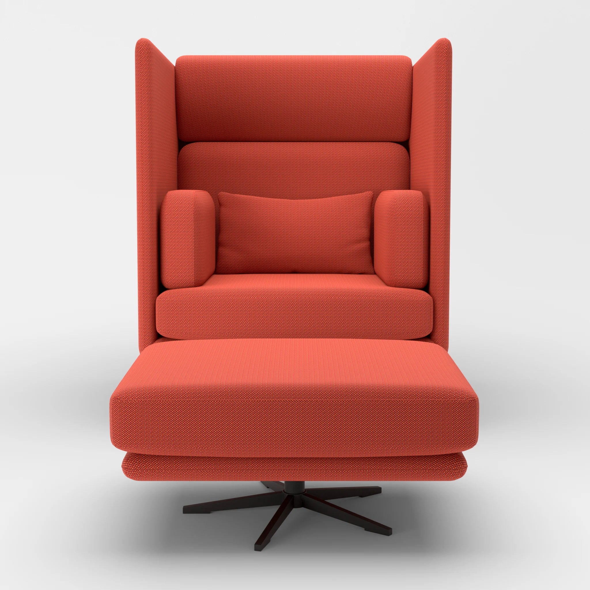 Loungesessel Egon Hohe Version mit Pouf credolampion-credolampion in Rot und Rot von vorne