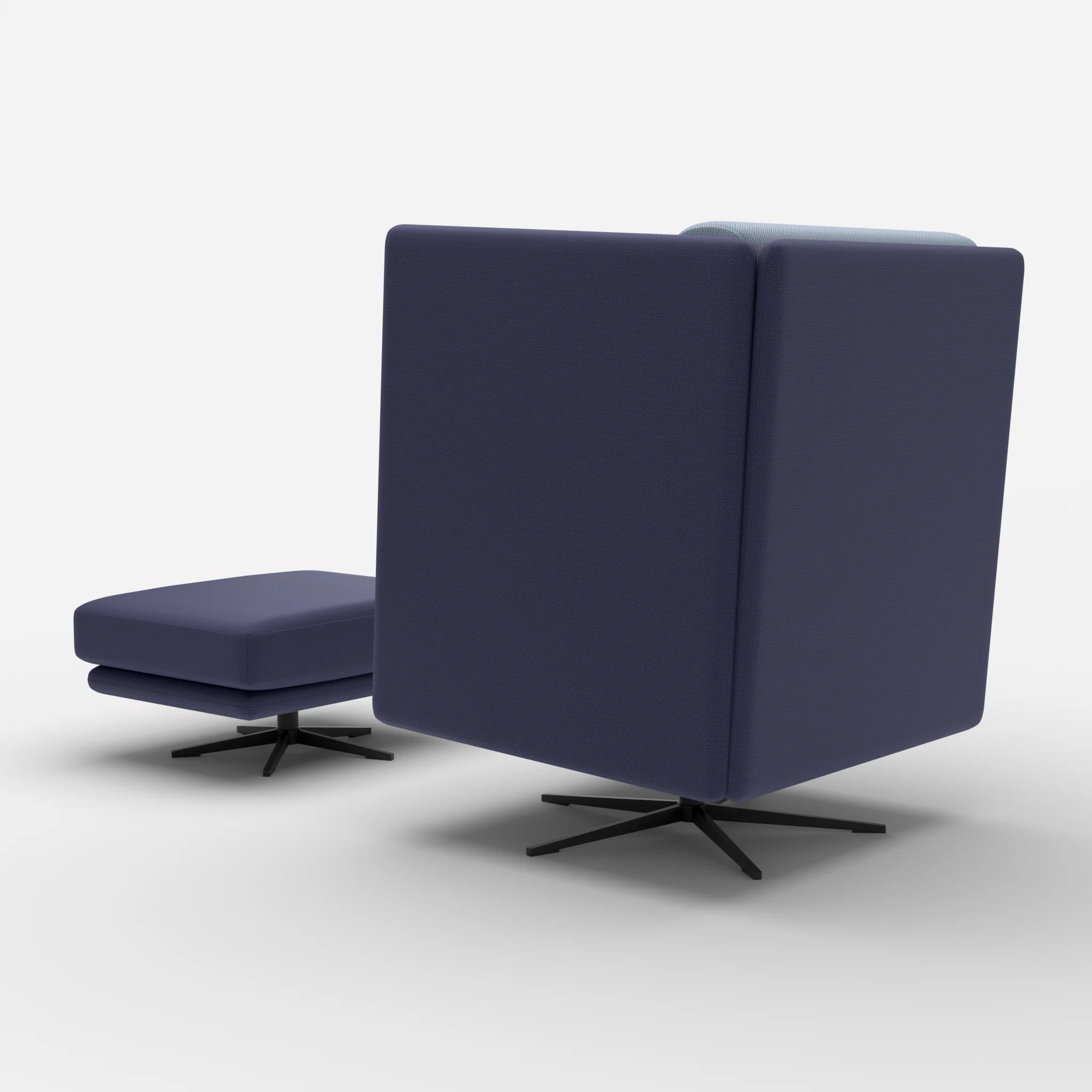 Loungesessel Egon Hohe Version mit Pouf credonavy-credosea in Navy und Blau von hinten