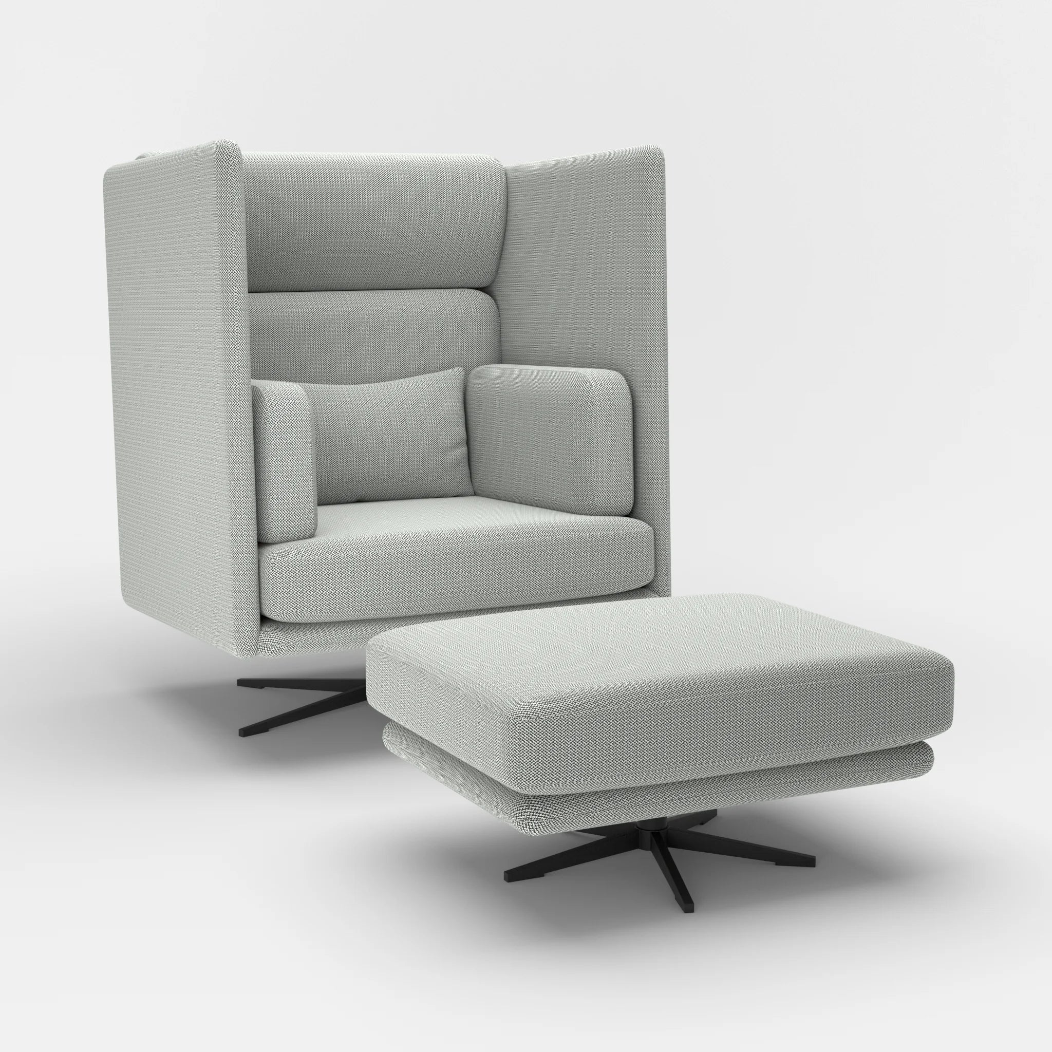 Loungesessel Egon Hohe Version mit Pouf credopepper-credopepper in Dunkelgrau und Dunkelgrau von der Seite