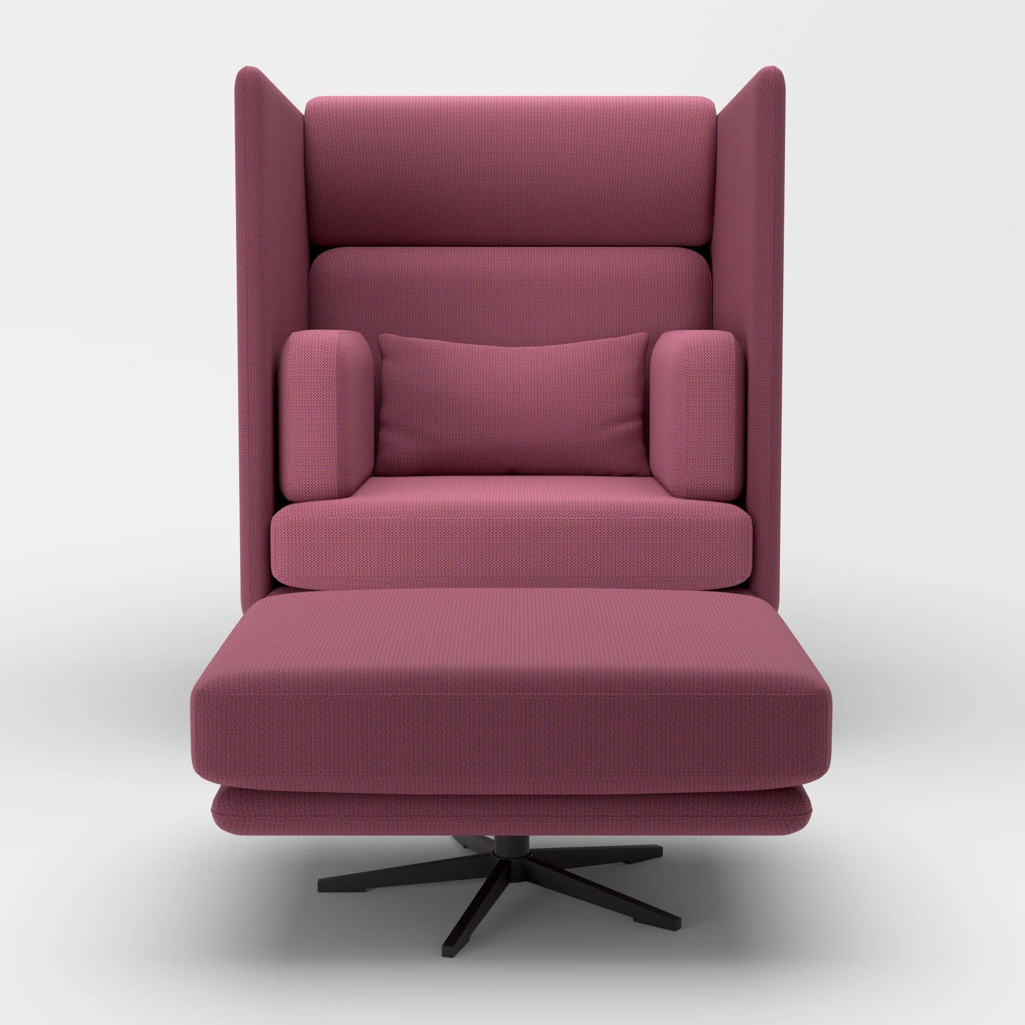 Loungesessel Egon Hohe Version mit Pouf credorubin-credobreva in Dunkelrot und Violett von vorne