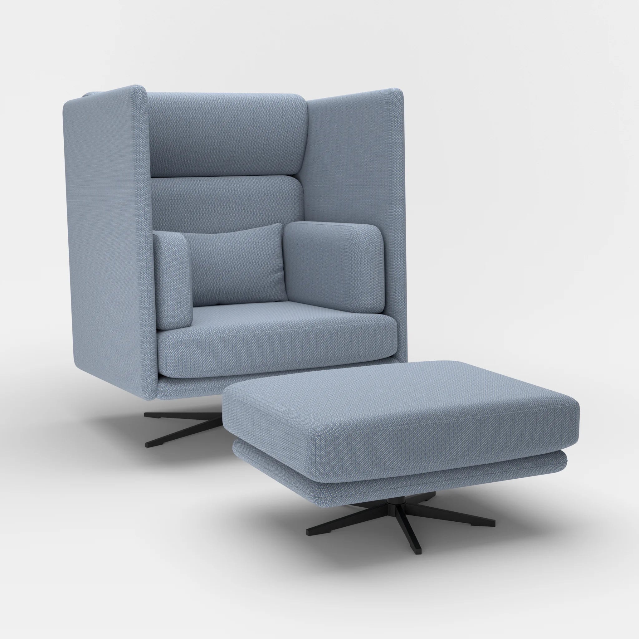 Loungesessel Egon Hohe Version mit Pouf credosea-credosea in Blau und Blau von der Seite