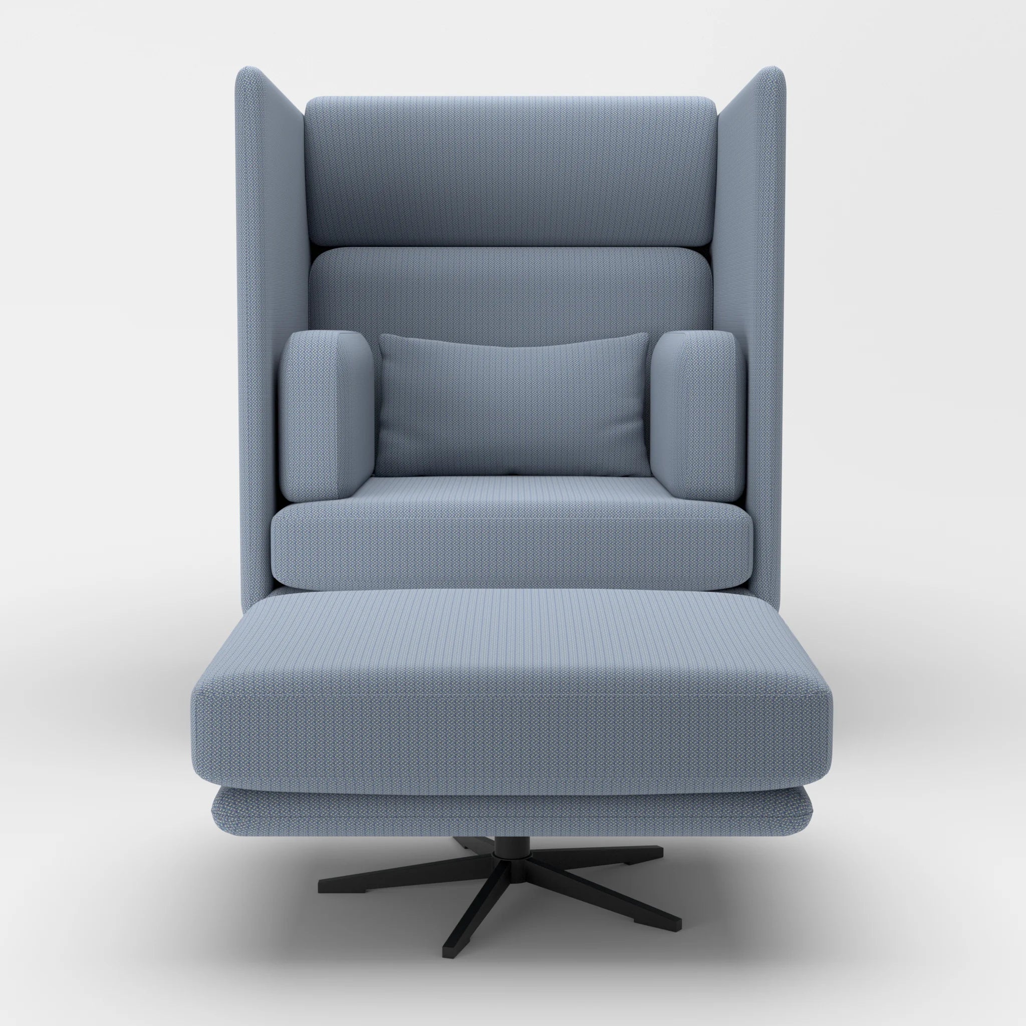 Loungesessel Egon Hohe Version mit Pouf credosea-credosea in Blau und Blau von vorne