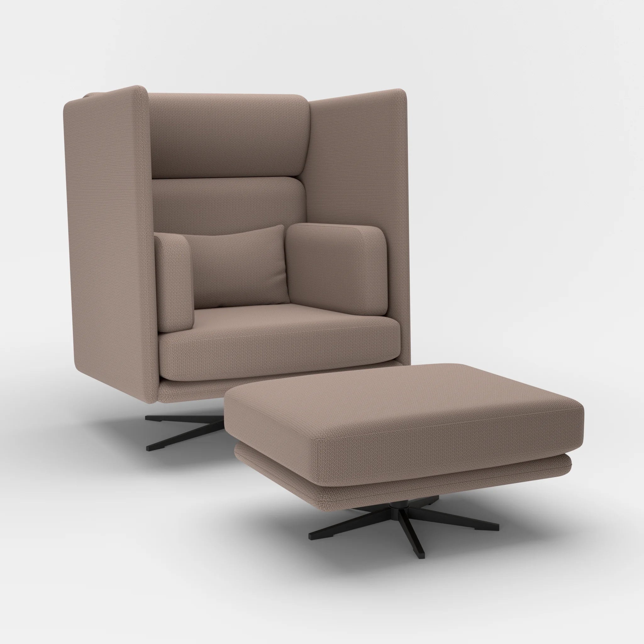 Loungesessel Egon Hohe Version mit Pouf credowalnut-credowalnut in Dunkelgrau und Dunkelgrau von der Seite
