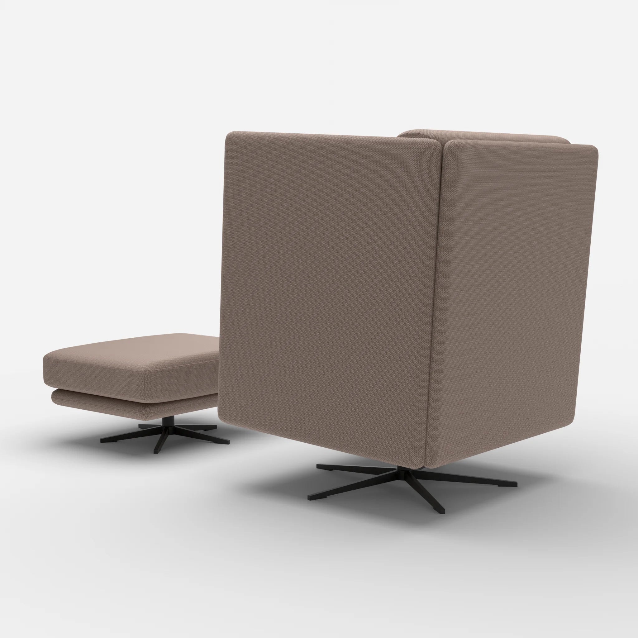 Loungesessel Egon Hohe Version mit Pouf credowalnut-credowalnut in Dunkelgrau und Dunkelgrau von hinten