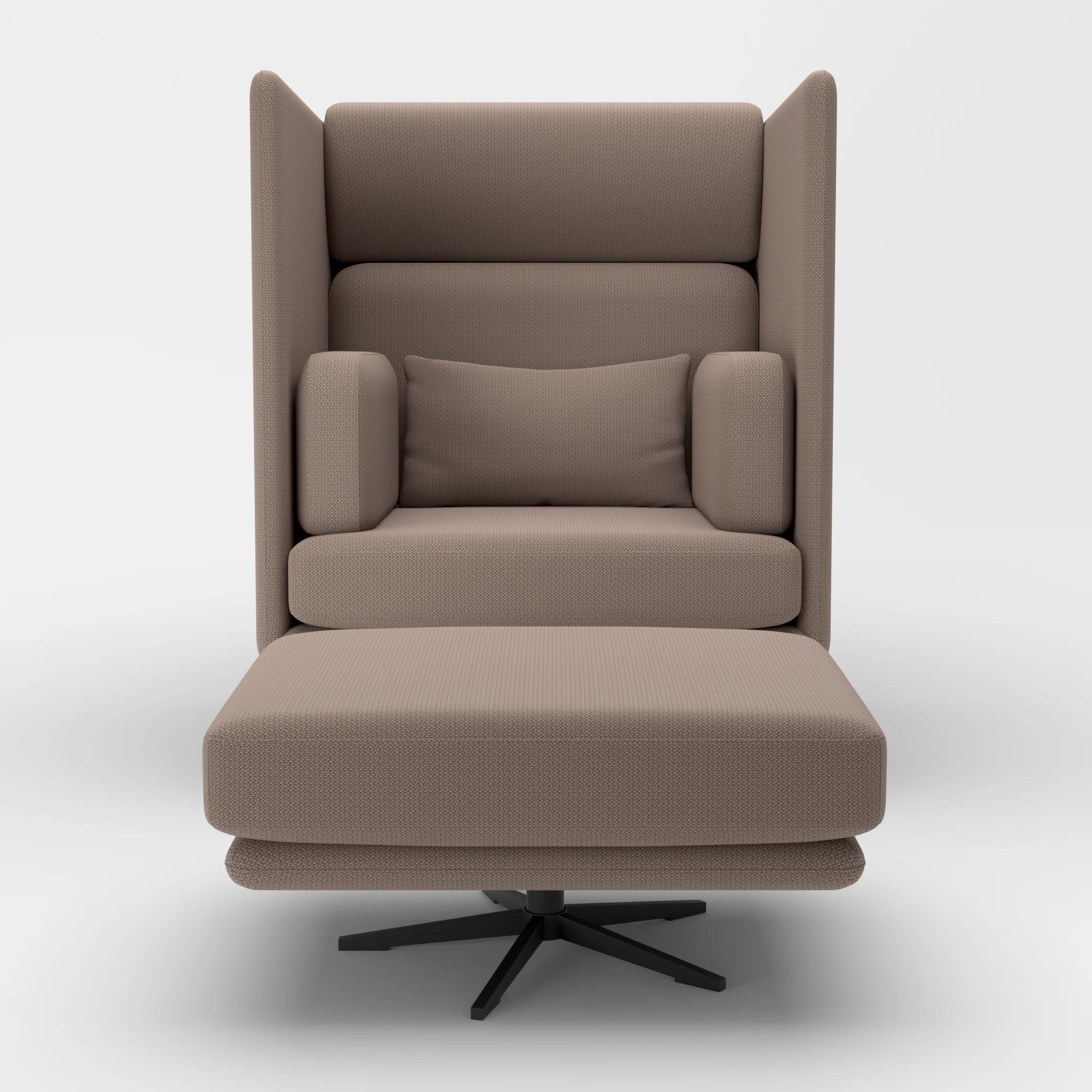 Loungesessel Egon Hohe Version mit Pouf credowalnut-credowalnut in Dunkelgrau und Dunkelgrau von vorne