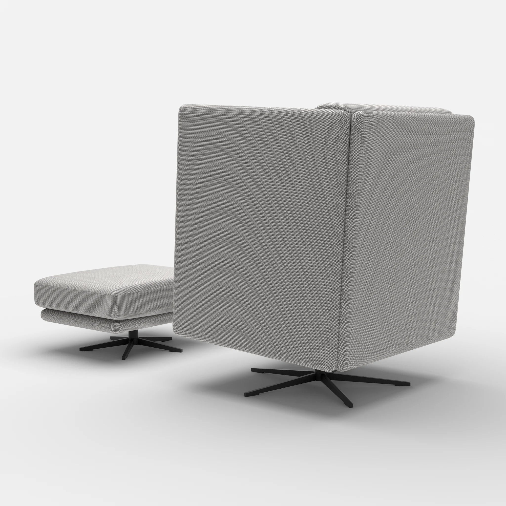 Loungesessel Egon Hohe Version mit Pouf credozinn-credozinn in Mittelgrau und Mittelgrau von hinten