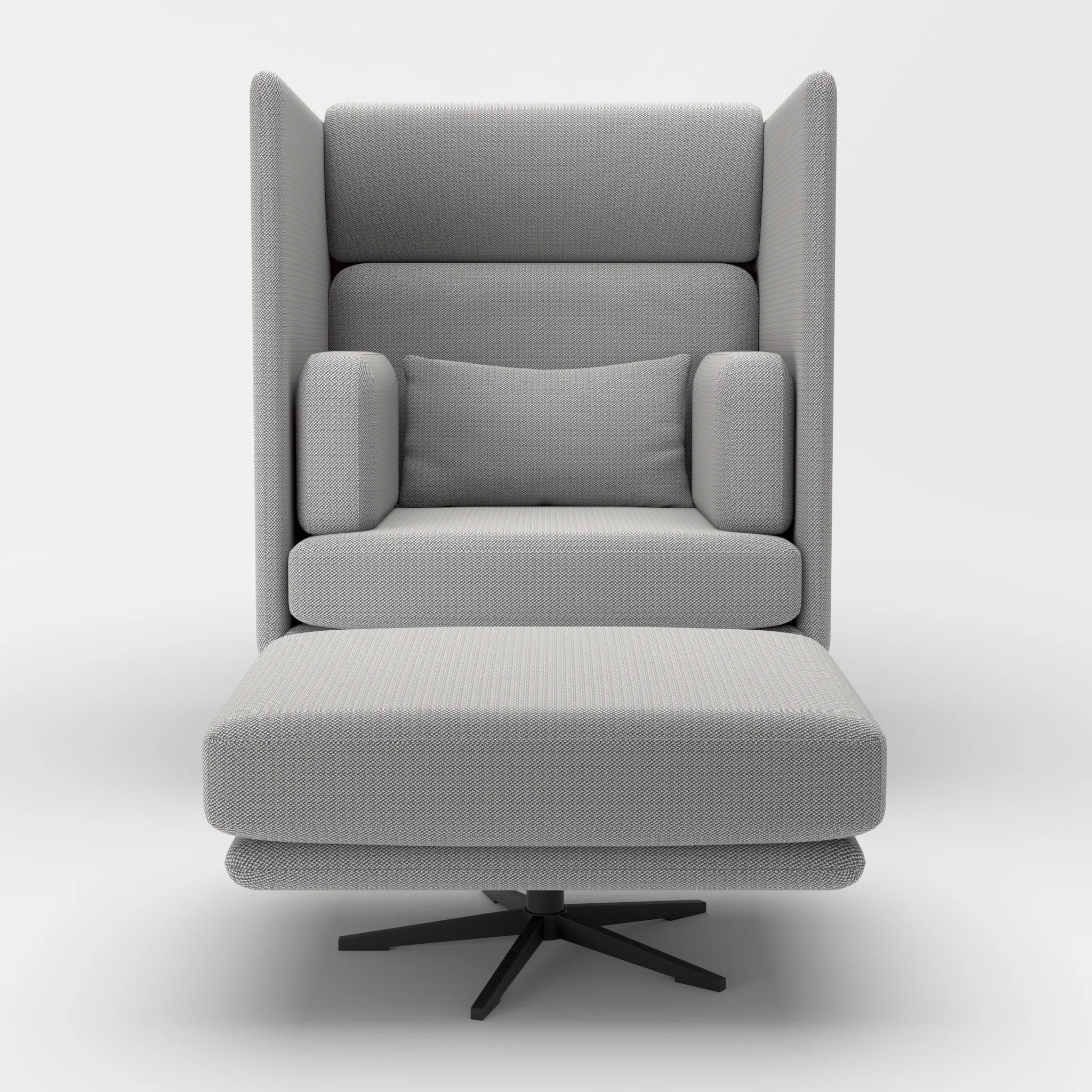 Loungesessel Egon Hohe Version mit Pouf credozinn-credozinn in Mittelgrau und Mittelgrau von vorne