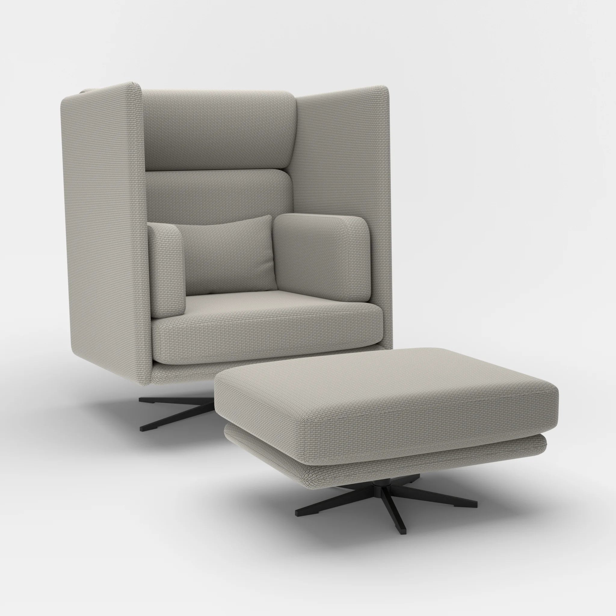 Loungesessel Egon Hohe Version mit Pouf nabucco1003-nabucco1003 in Hellgrau und Hellgrau von der Seite