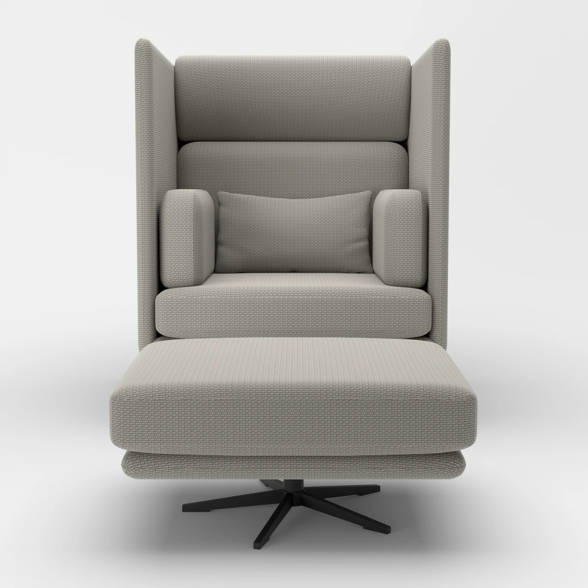 Loungesessel Egon Hohe Version mit Pouf nabucco1003-nabucco1003 in Hellgrau und Hellgrau von vorne