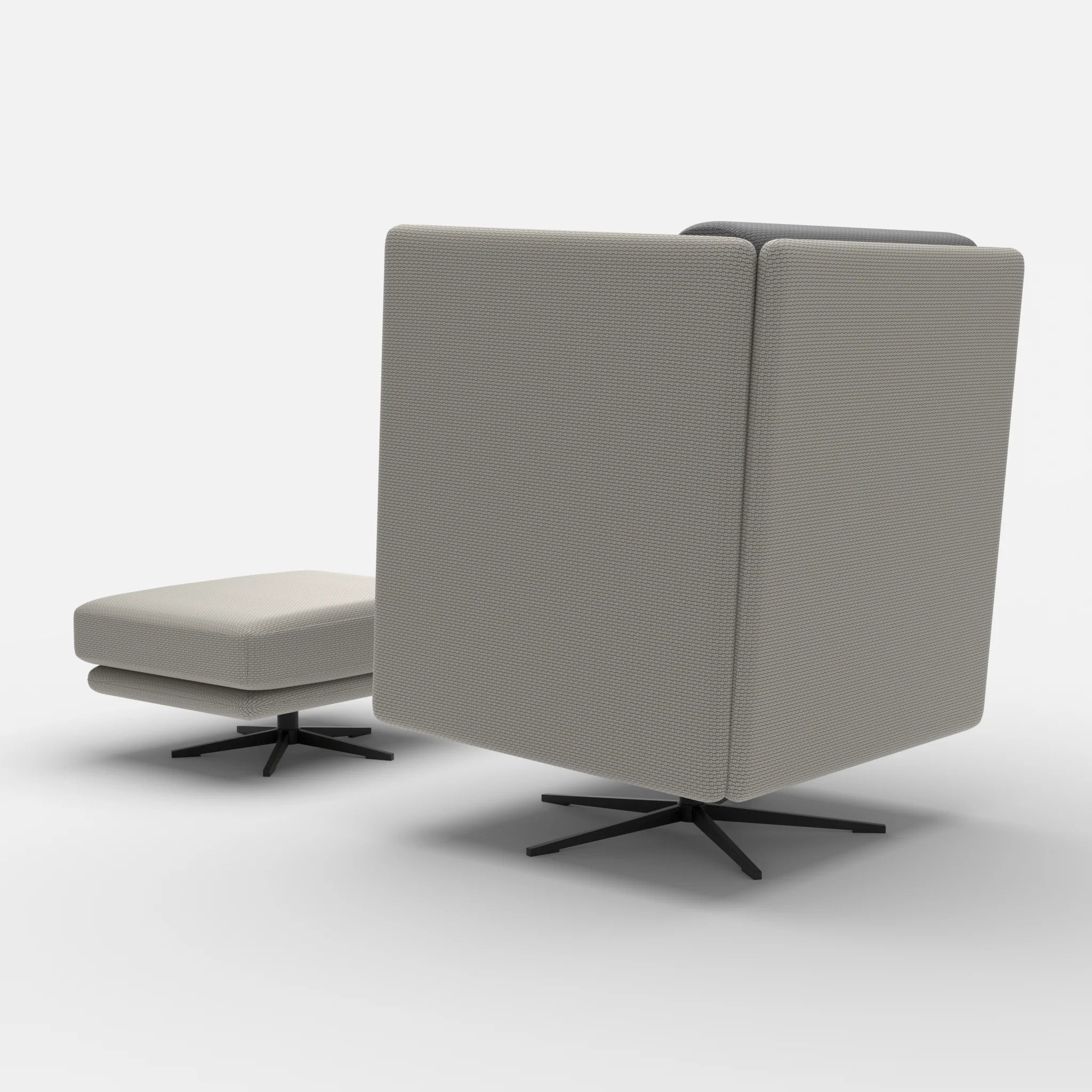 Loungesessel Egon Hohe Version mit Pouf nabucco1003-nabucco8009 in Hellgrau und Dunkelgrau von hinten