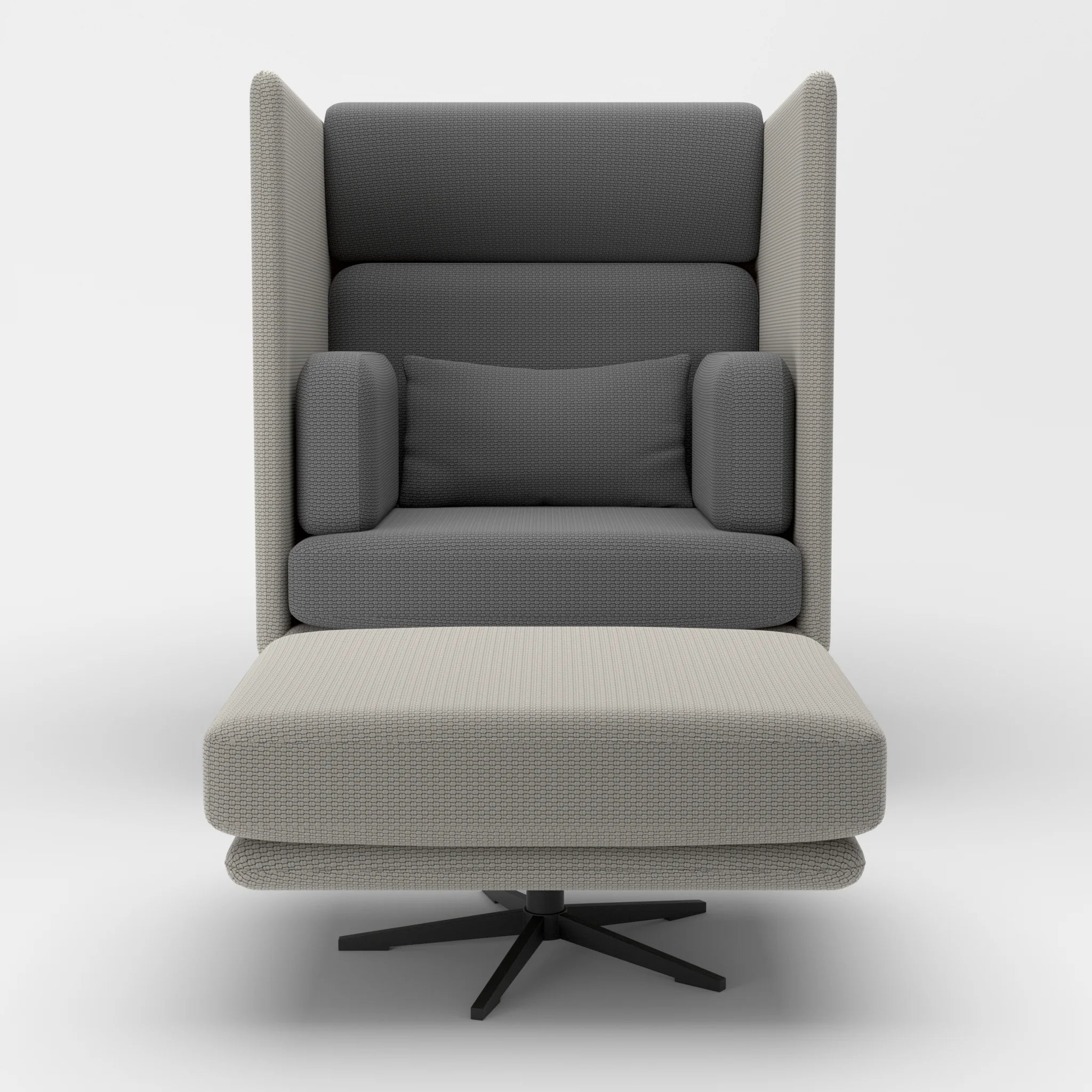 Loungesessel Egon Hohe Version mit Pouf nabucco1003-nabucco8009 in Hellgrau und Dunkelgrau von vorne