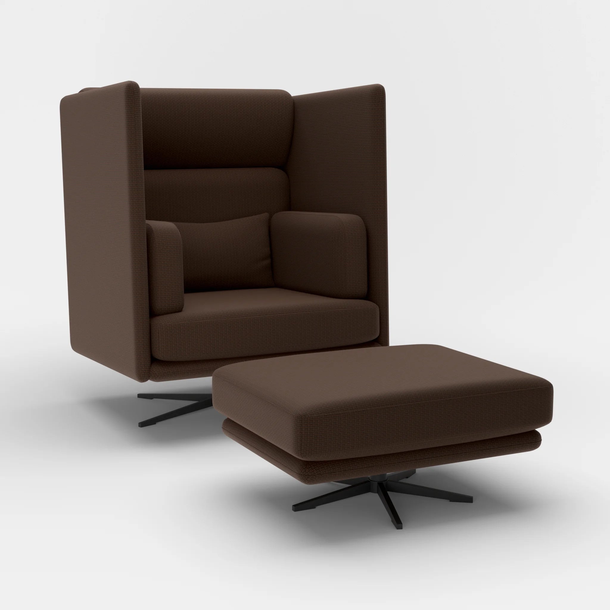 Loungesessel Egon Hohe Version mit Pouf nabucco2022-nabucco2022 in Dunkelbraun und Dunkelbraun von der Seite
