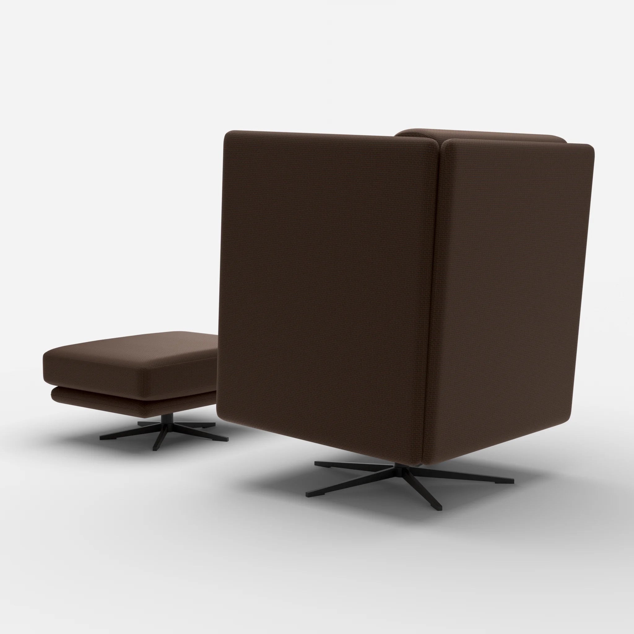 Loungesessel Egon Hohe Version mit Pouf nabucco2022-nabucco2022 in Dunkelbraun und Dunkelbraun von hinten