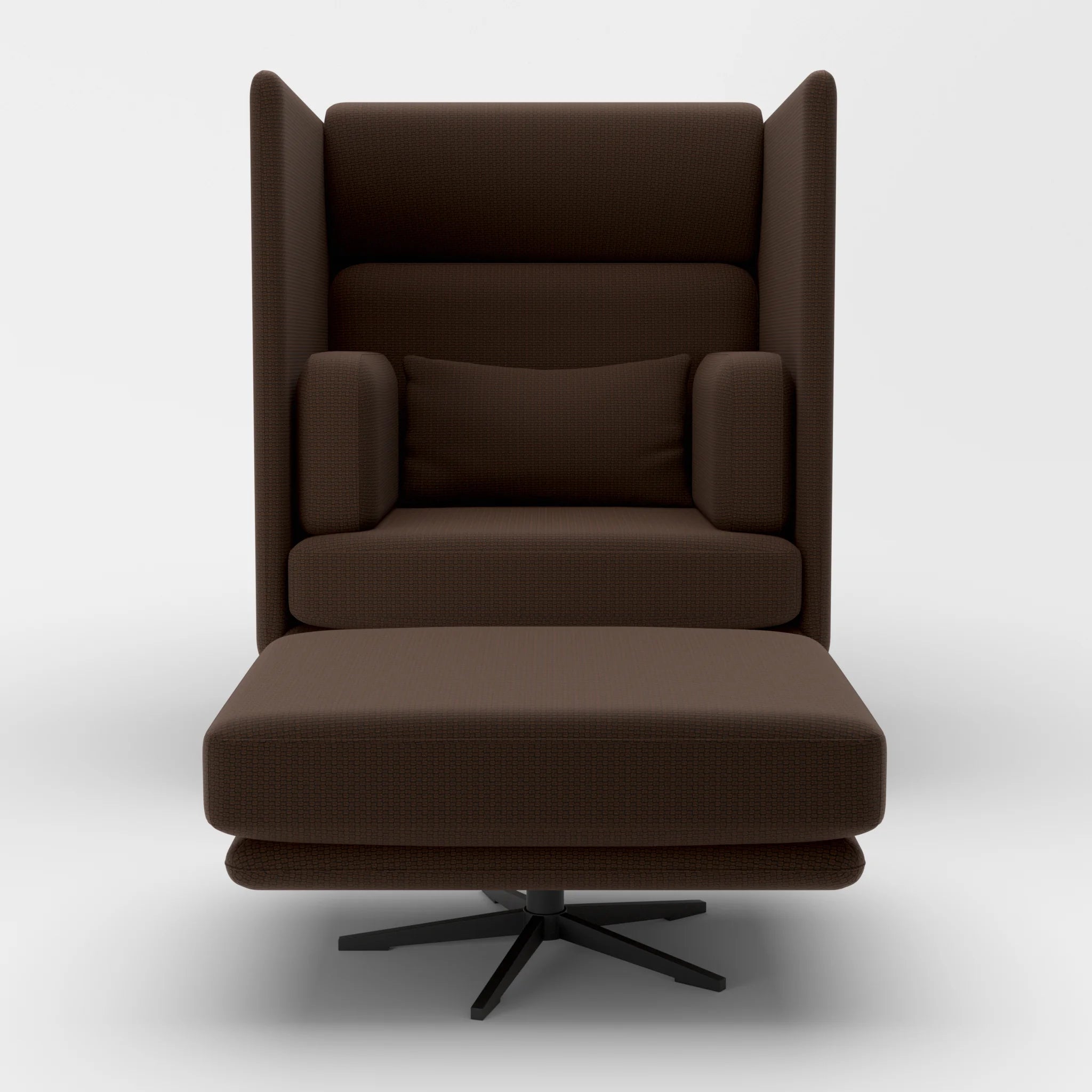Loungesessel Egon Hohe Version mit Pouf nabucco2022-nabucco2022 in Dunkelbraun und Dunkelbraun von vorne